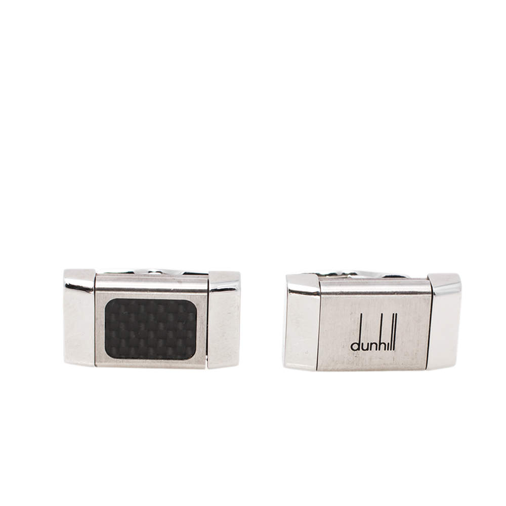 Dunhill Steel & Carbon Fiber Brushed Reversible Bar Cufflinks