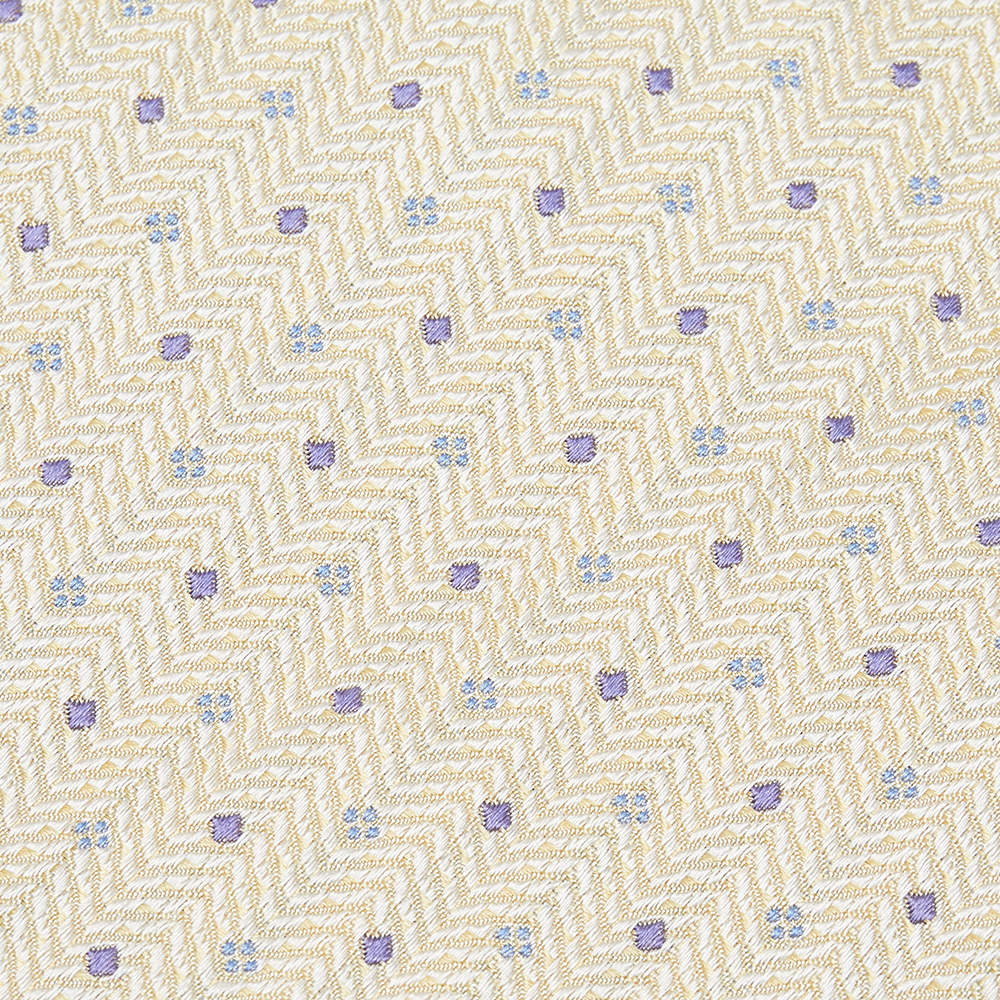 Pre Owned Dunhill Pale Yellow Micro Motif Silk Jacquard Tie