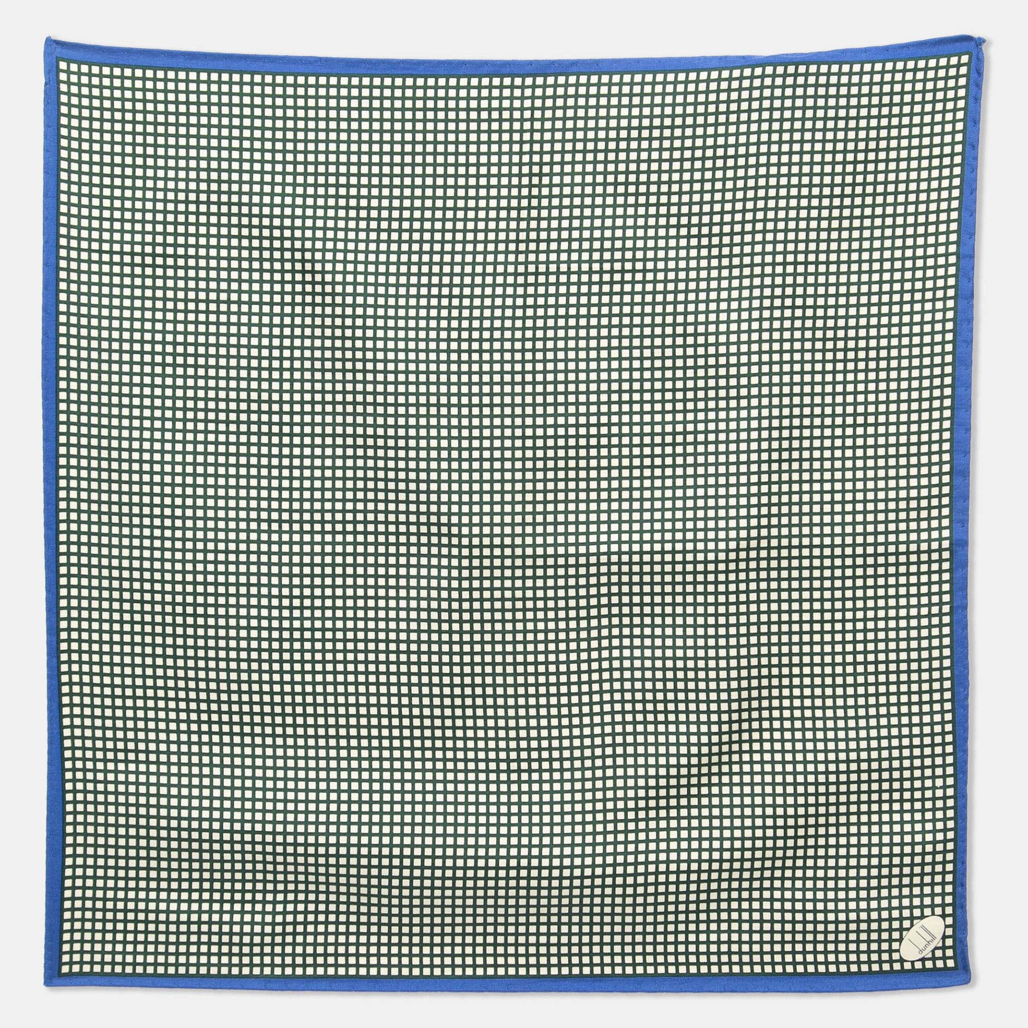Dunhil Green Checked Silk Pocket Square