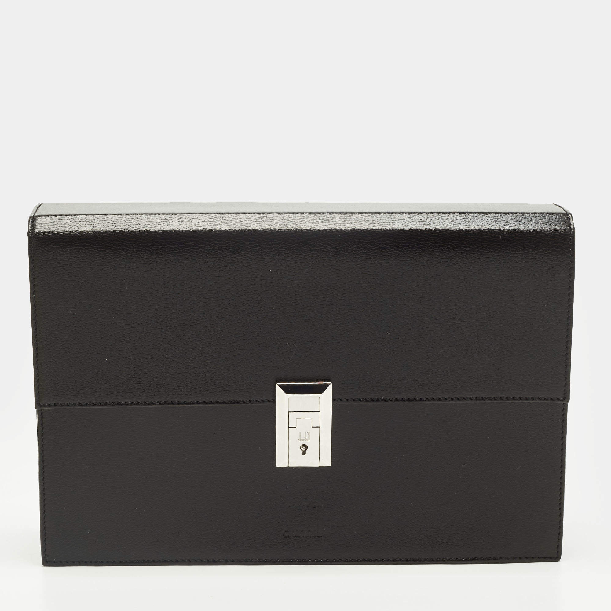 Pre Owned حقيبة كلتش معصم دنهل جلد سوداء