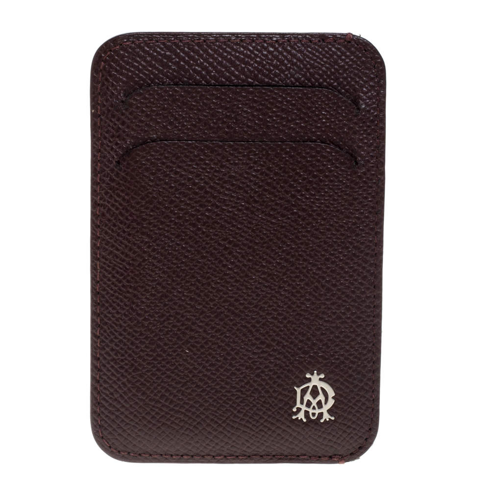 Pre Owned Dunhill Burgundy Leather Card Holder
