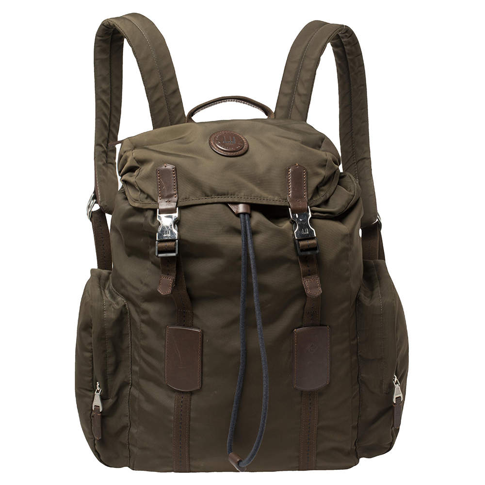 Dunhill Military Green Nylon Large Guardsman Backpack