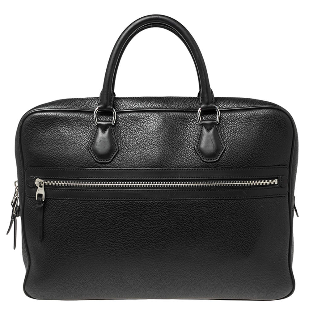 Dunhill Black Leather Zip Briefcase 