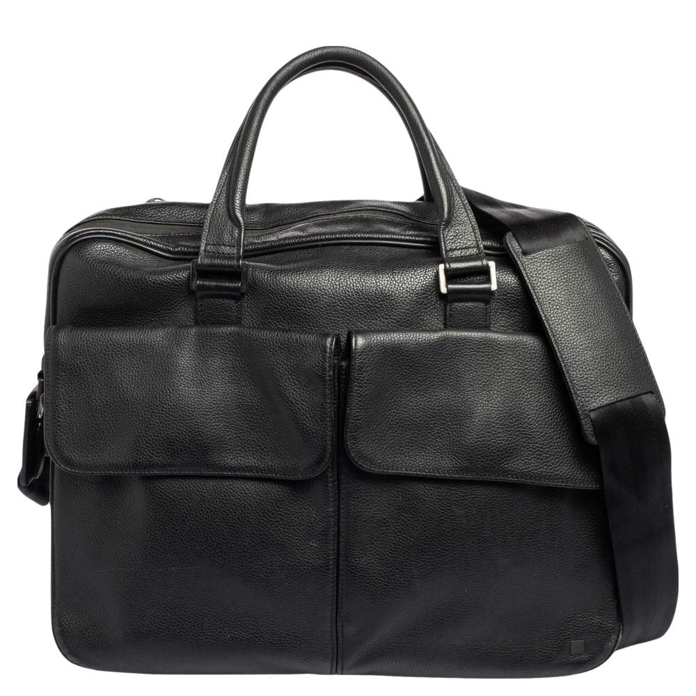 Dunhill Black Leather Laptop Briefcase Dunhill | The Luxury Closet