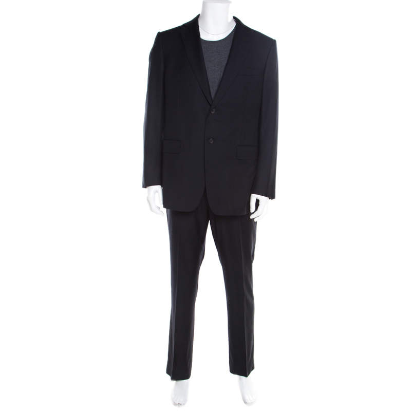 Pre Owned Dunhill Navy Blue Wool Tailored Slim Fit Suit XL