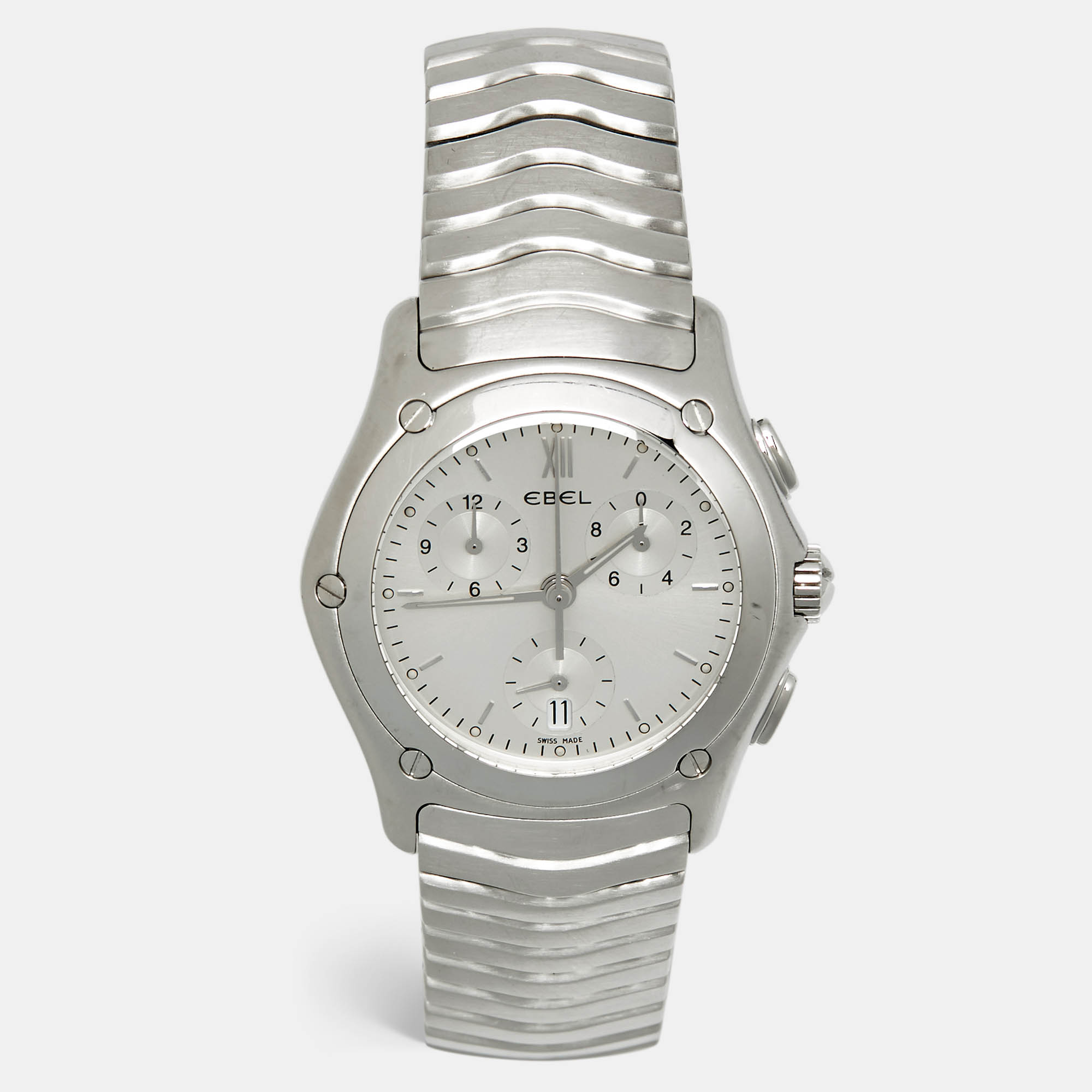 مملوكة مسبقًا ساعة يد رجالية إبل ويف E9251F41 كلاسيك ويف ستانلس ستيل ميناء فضي 40 مم