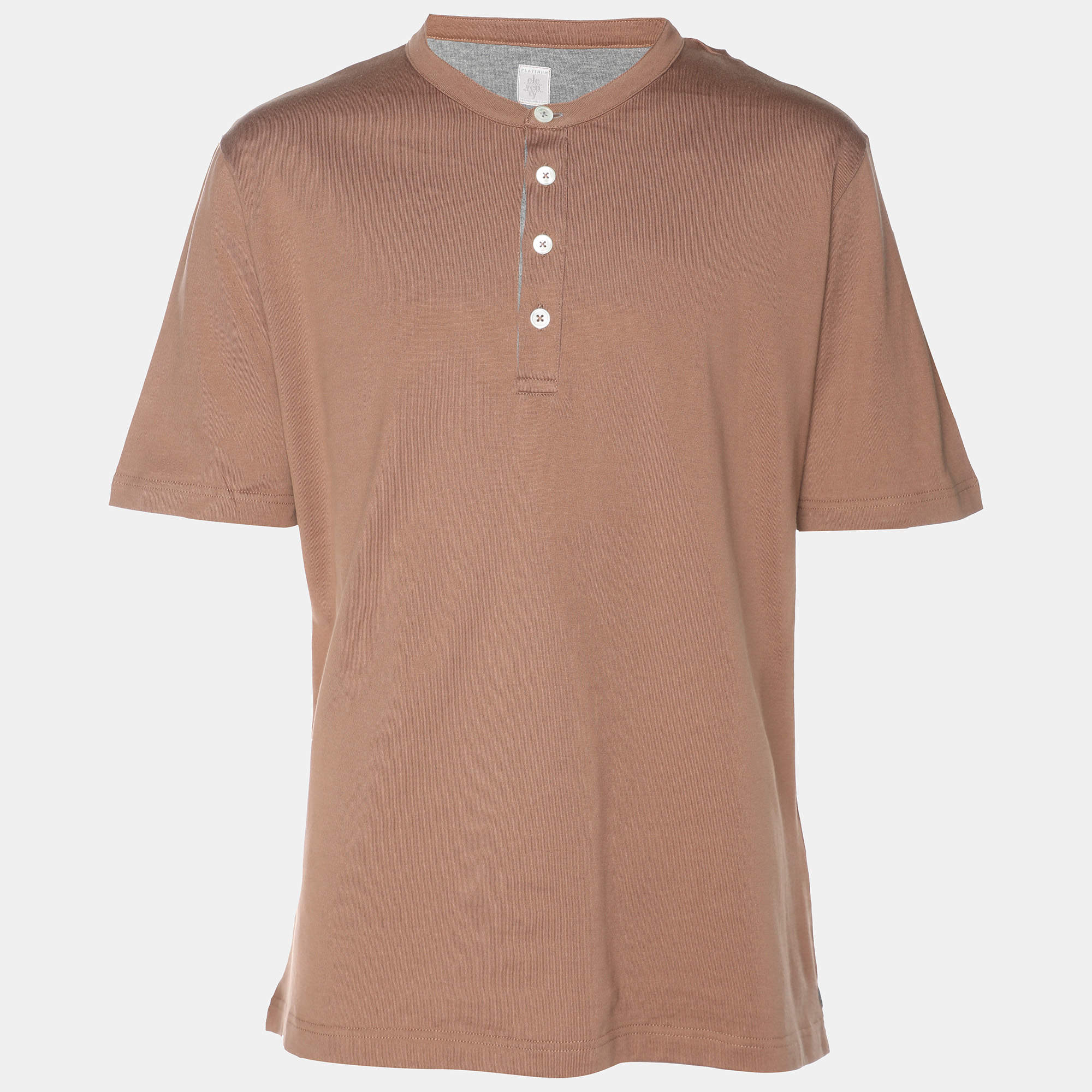مملوكة مسبقًا Eleventy Brown Jersey Henley T-Shirt XL