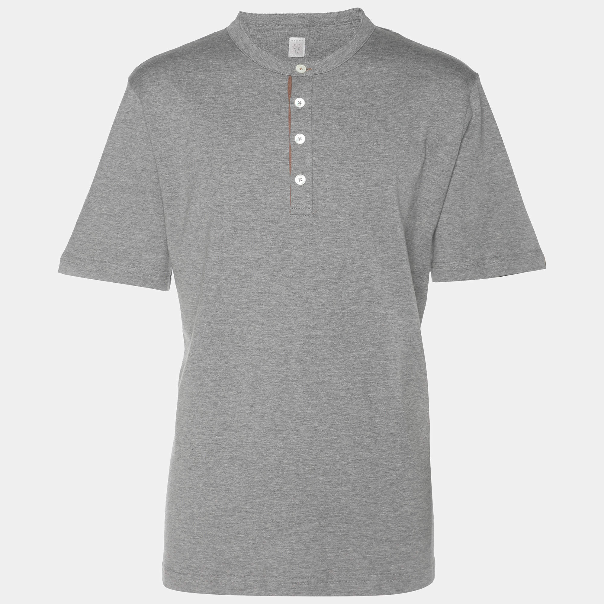 Elevety Dark Grey Jersey Henley T-Shirt XL