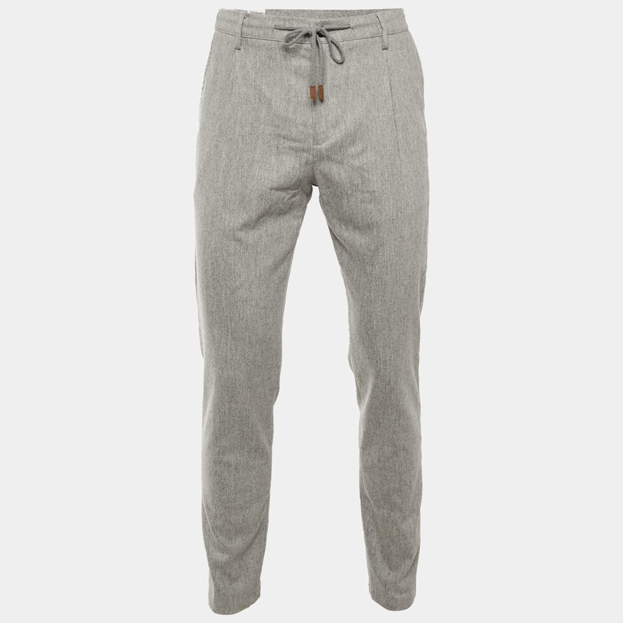 Pre Owned Eleventy Grey Wool Jogger Pants M