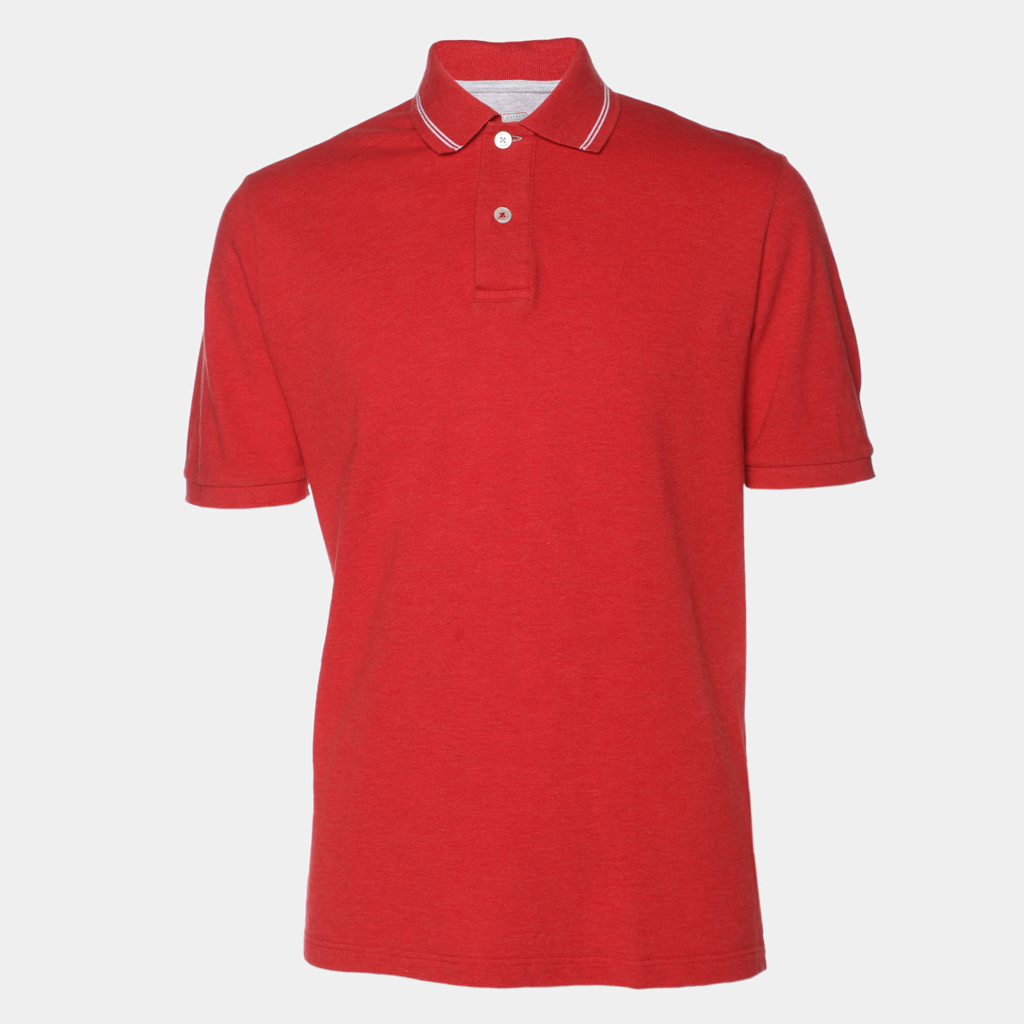 Eleventy Red Knit Button Polo T-Shirt L