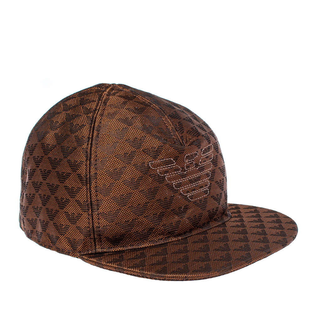 Emporio Armani Brown Monogram Pattern Baseball Cap S