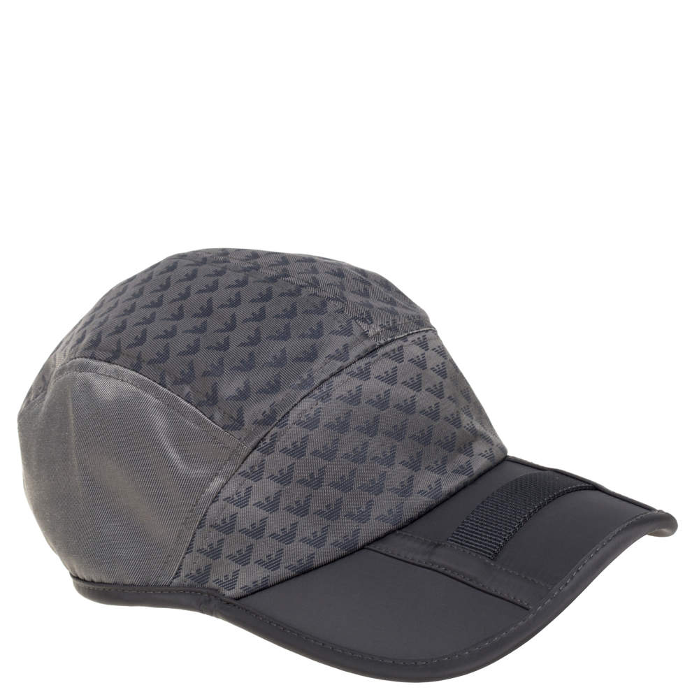 Pre Owned Emporio Armani Grey All Over Eagle Pattern Baseball Hat S/M