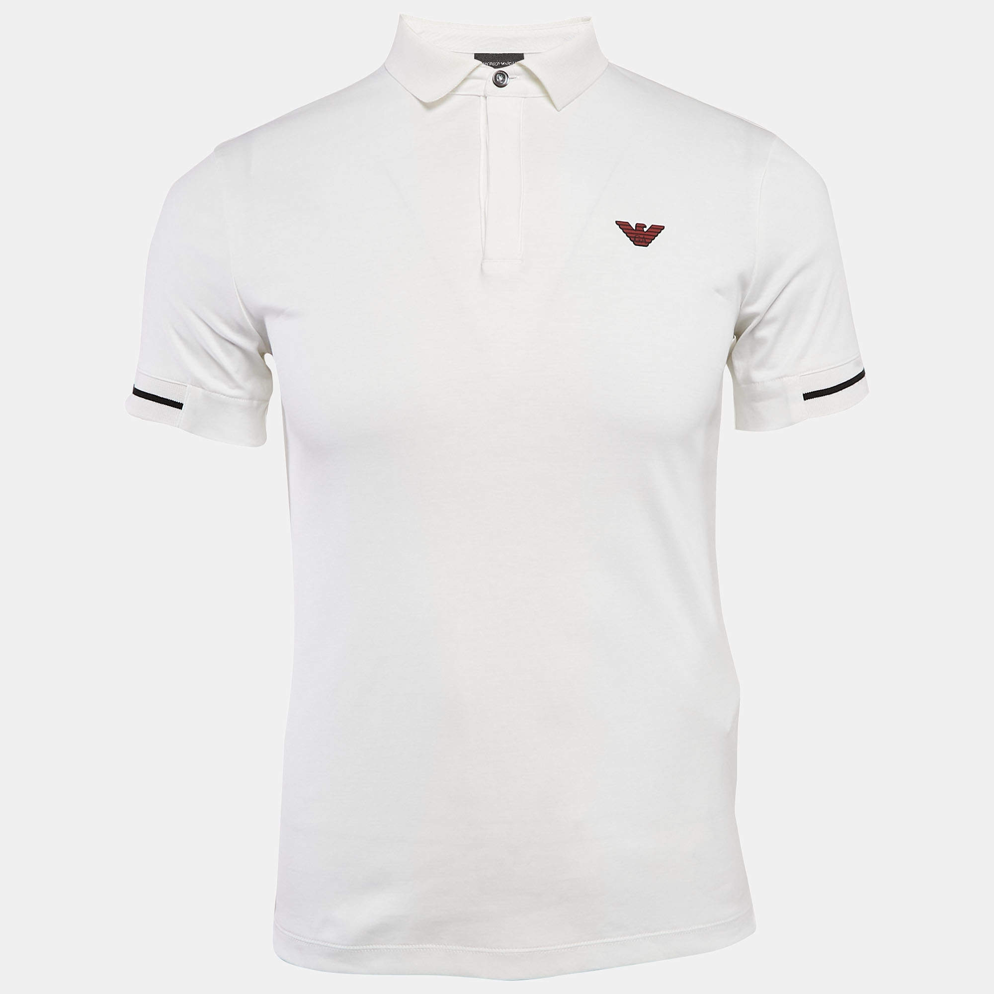 مملوكة مسبقًا Emporio Armani White Cotton Polo T-Shirt S