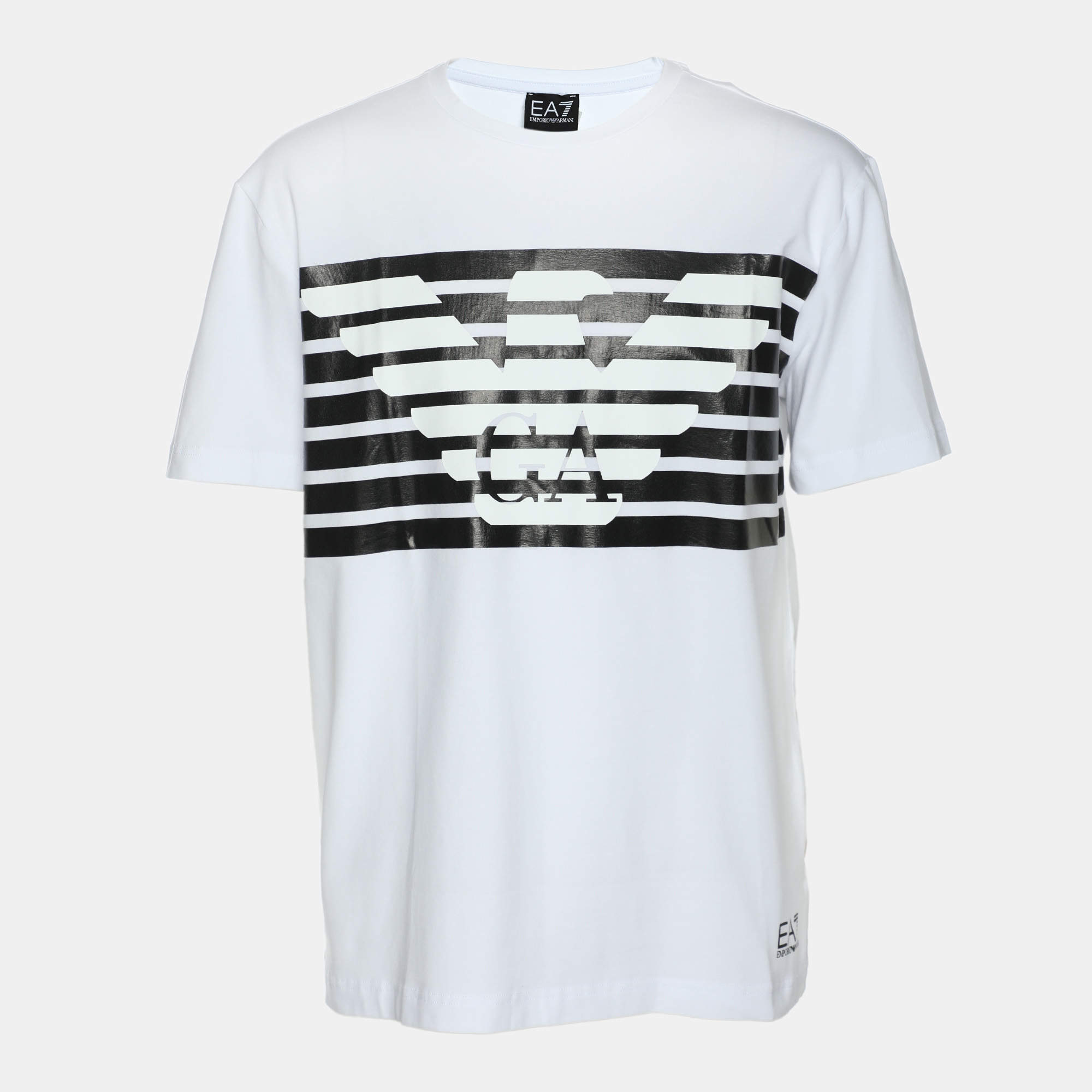 Emporio Armani White Jersey Logo Print T-Shirt XL