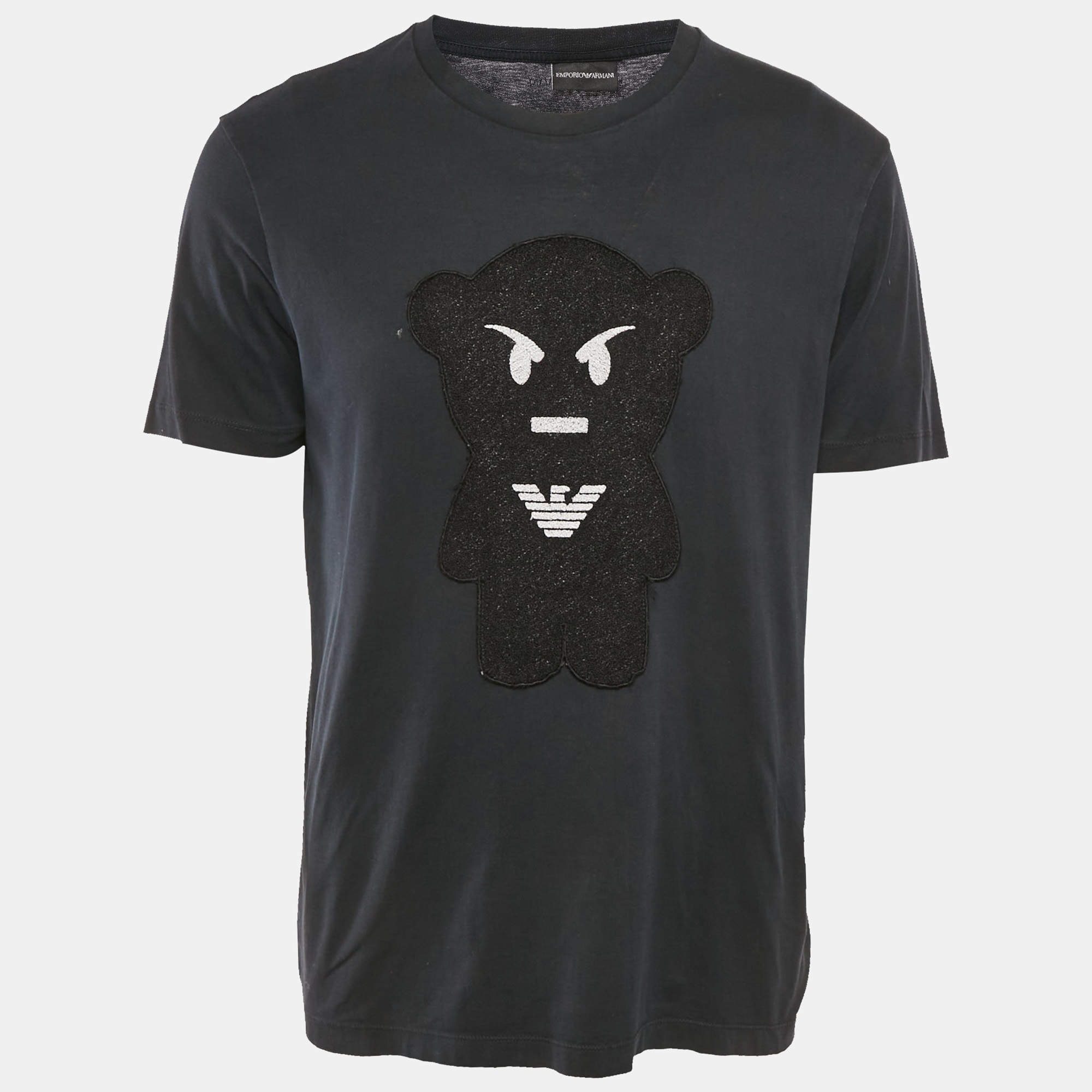 Emporio Armani Navy Blue Patch Detail Cotton Crew Neck T-Shirt XL