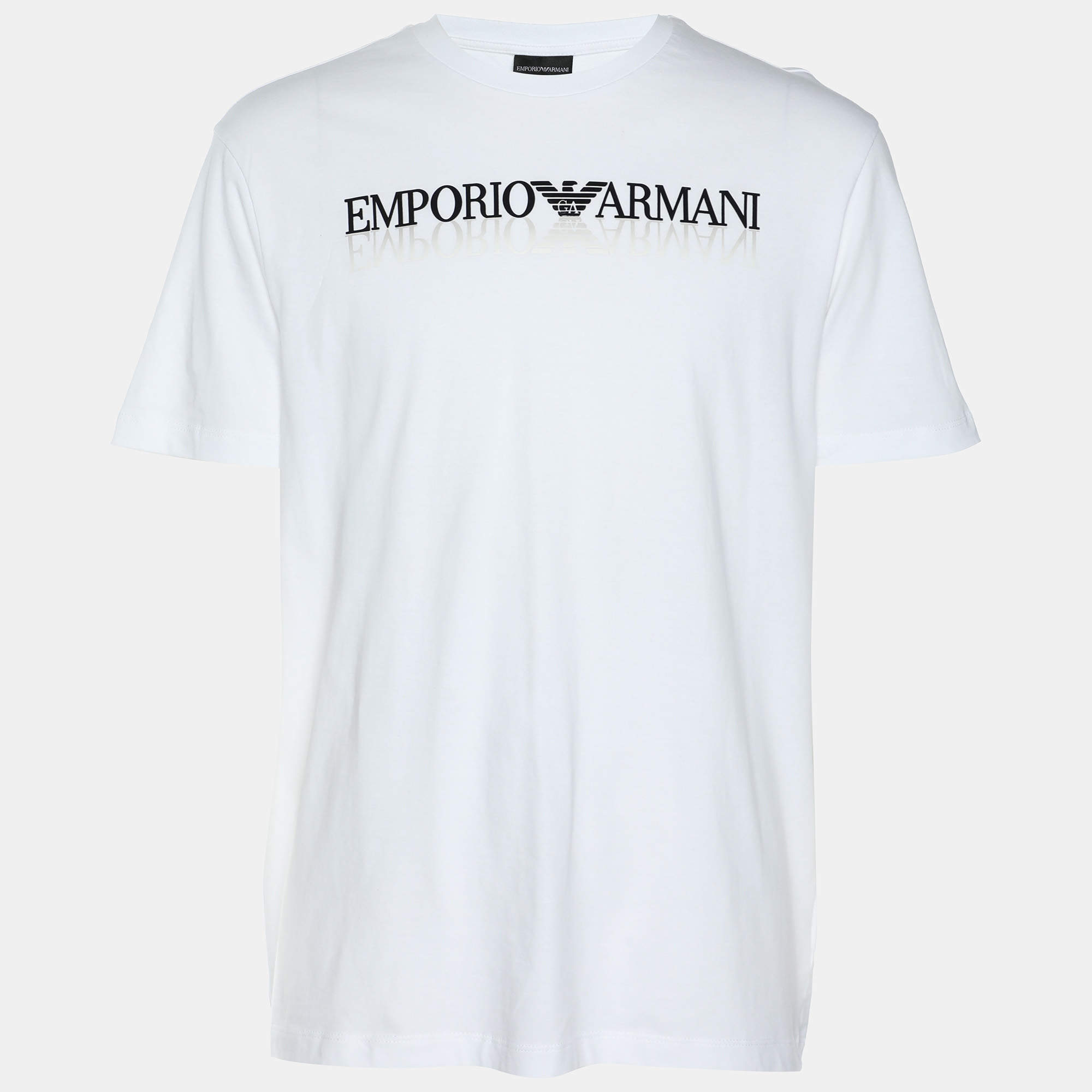 Emporio Armani White Cotton Logo Crew Neck T-Shirt L