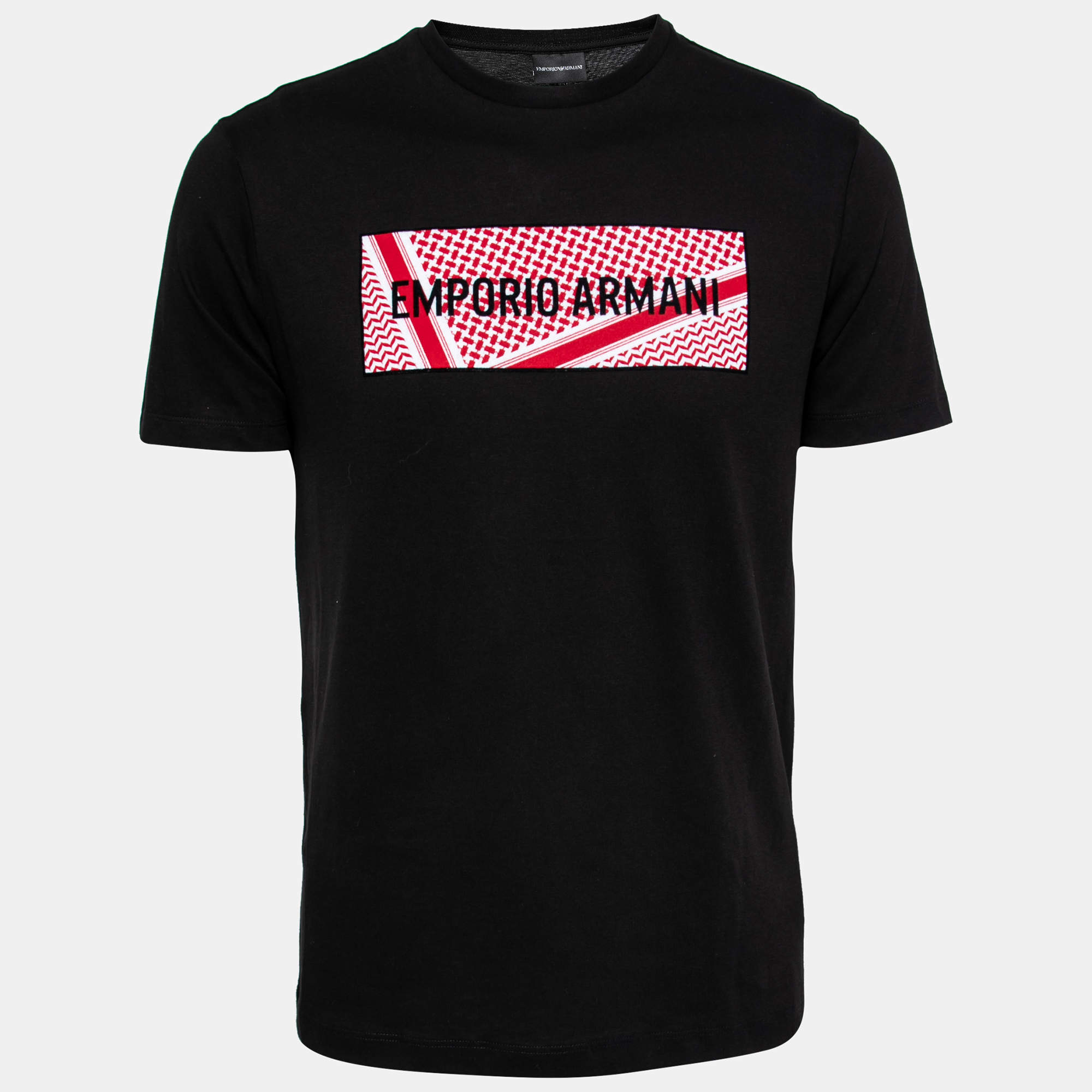 Pre Owned Emporio Armani Black Yashmagh Capsule Logo Print Cotton T-Shirt L