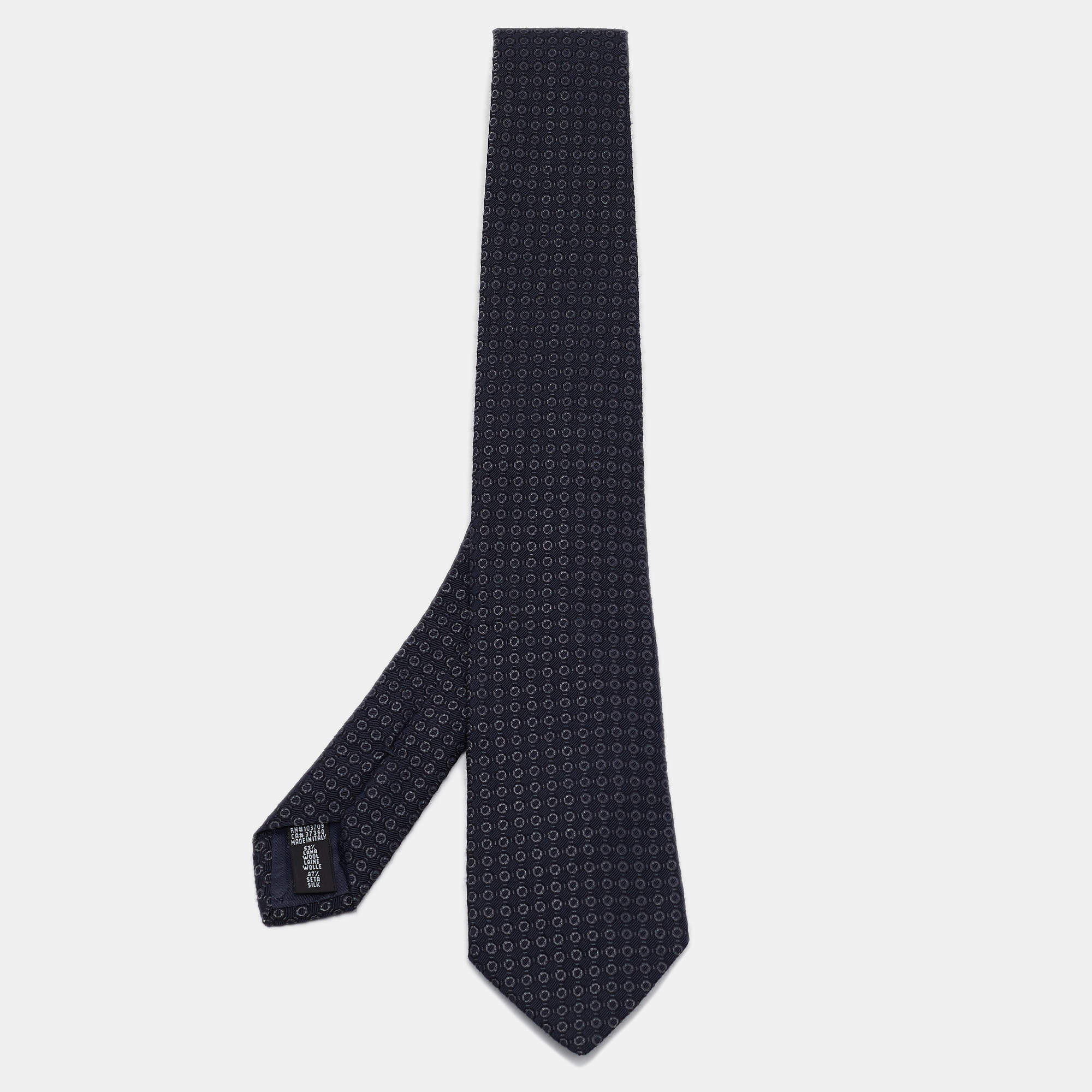 Emporio Armani Blue Patterned Wool Blend Tie 