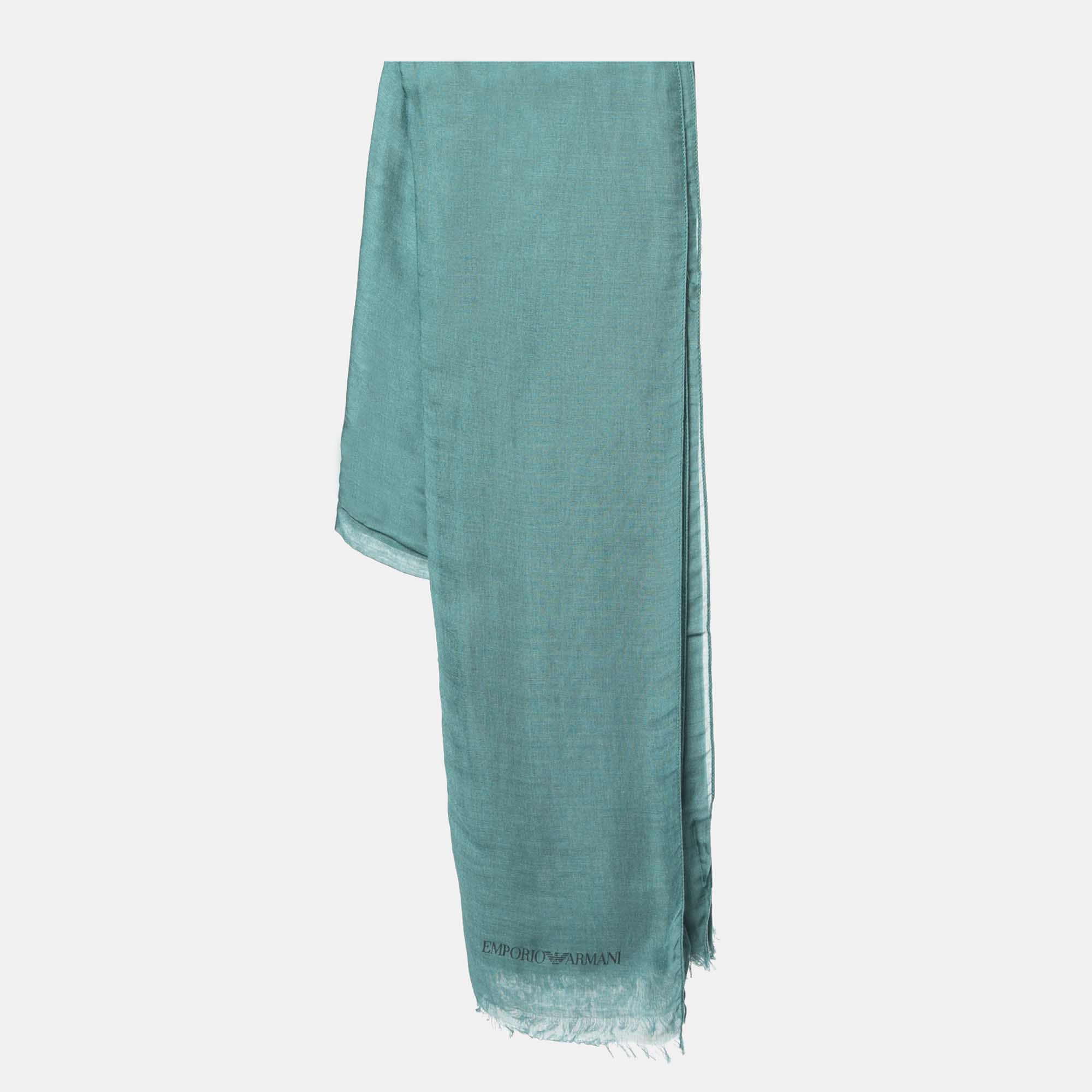 Pre Owned Emporio Armani Green Modal Scarf