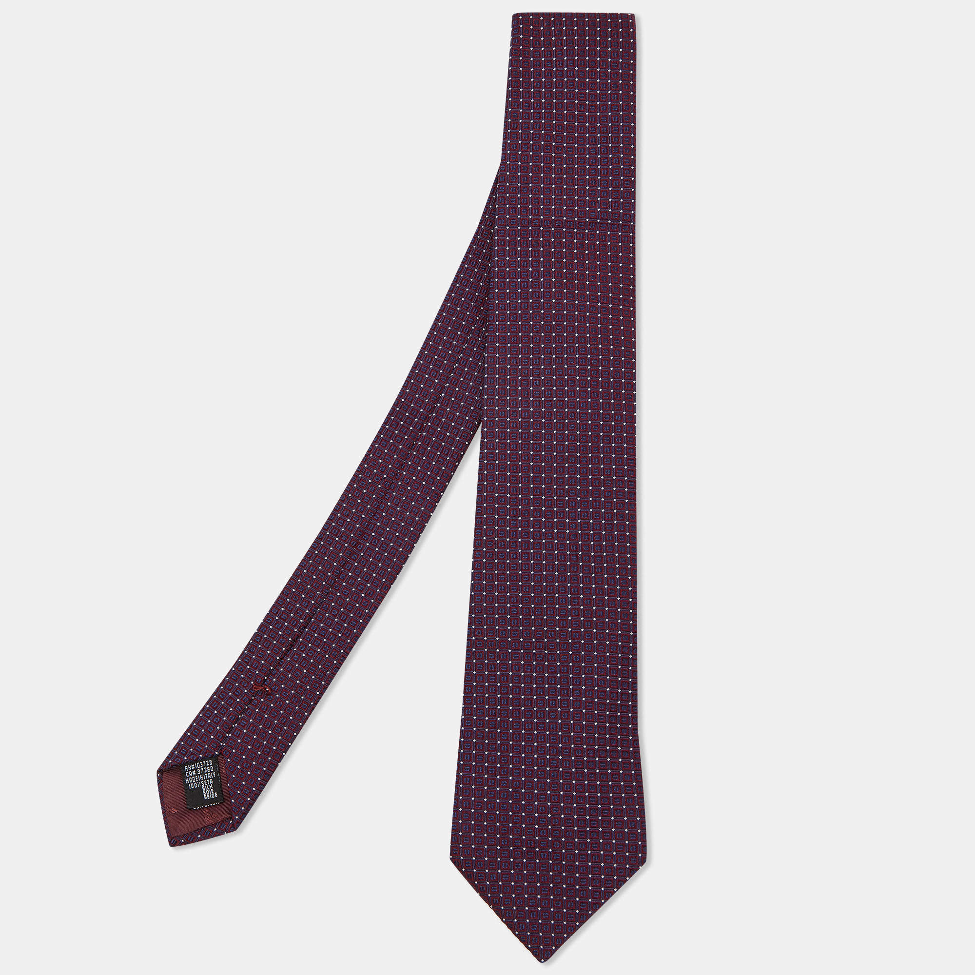Pre Owned Emporio Armani Burgundy Jacquard Silk Tie