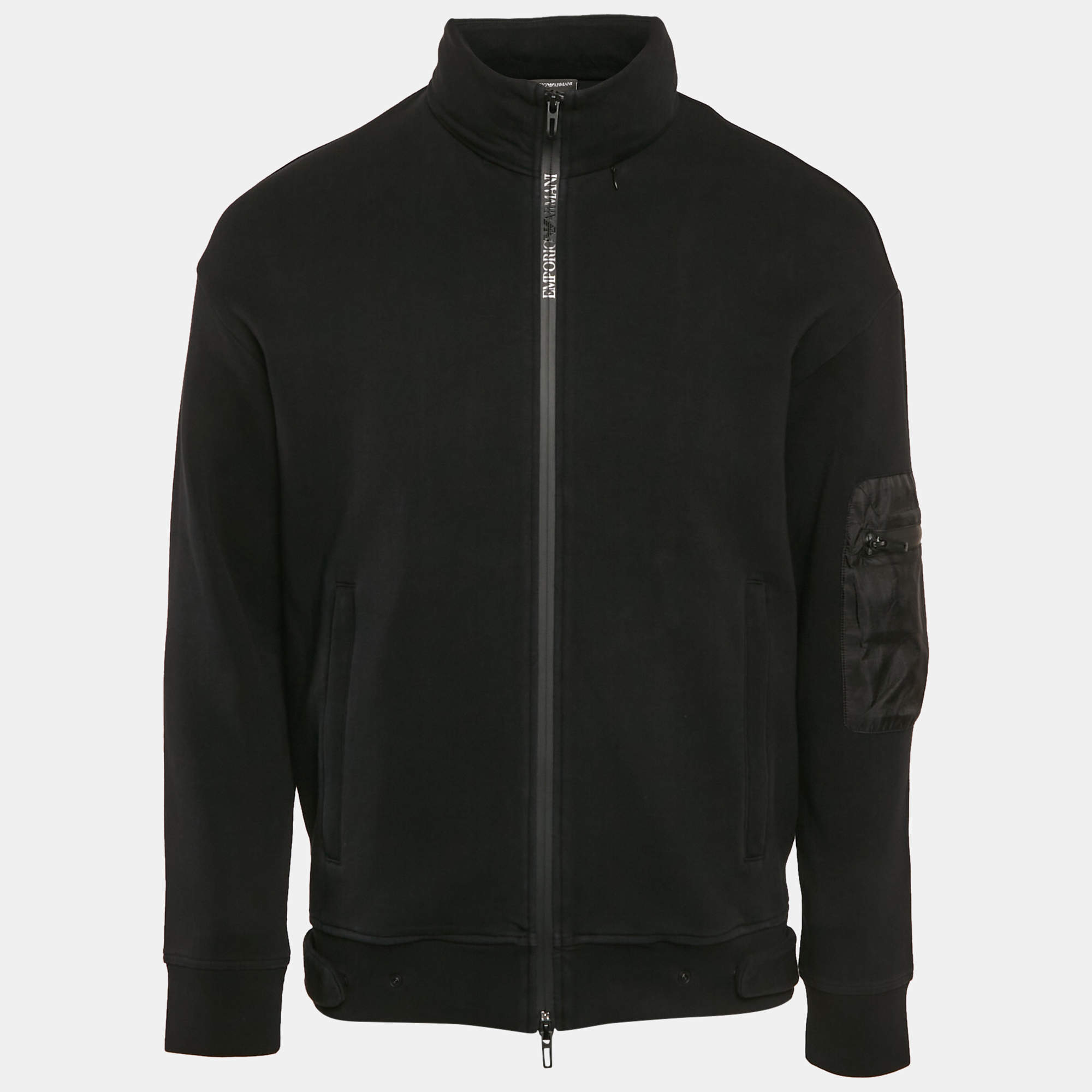 Pre Owned Emporio Armani Black Neoprene Zip-Up Jacket M