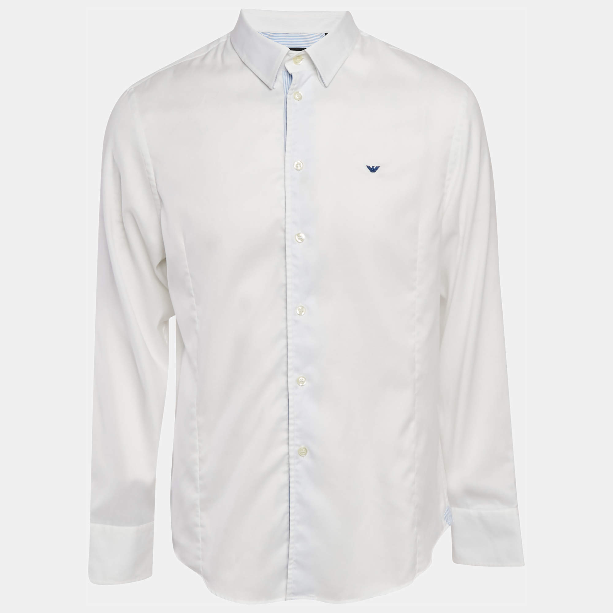 Emporio Armani White Cotton Blend Button Down Shirt XL