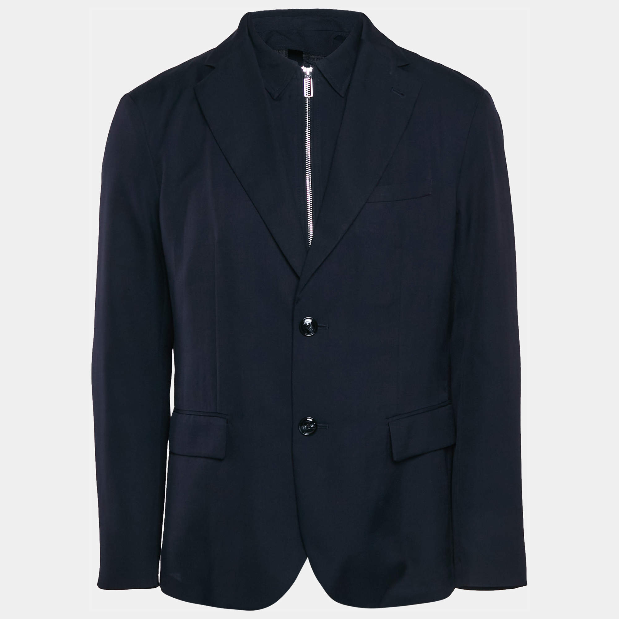 Pre Owned Emporio Armani Navy Blue Gabardine Blazer XL