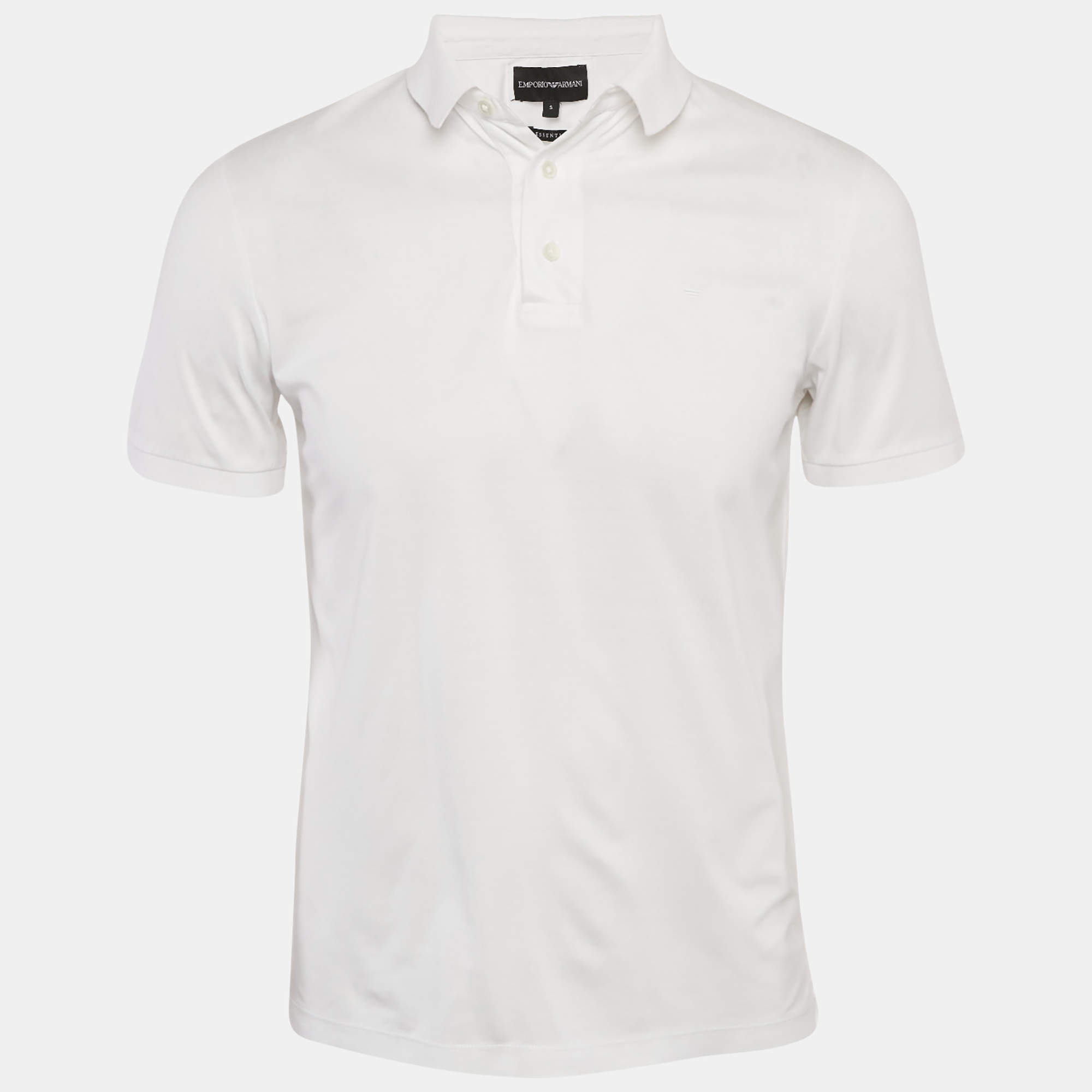 Pre Owned Emporio Armani Essential White Cotton Jersey Polo T-Shirt S