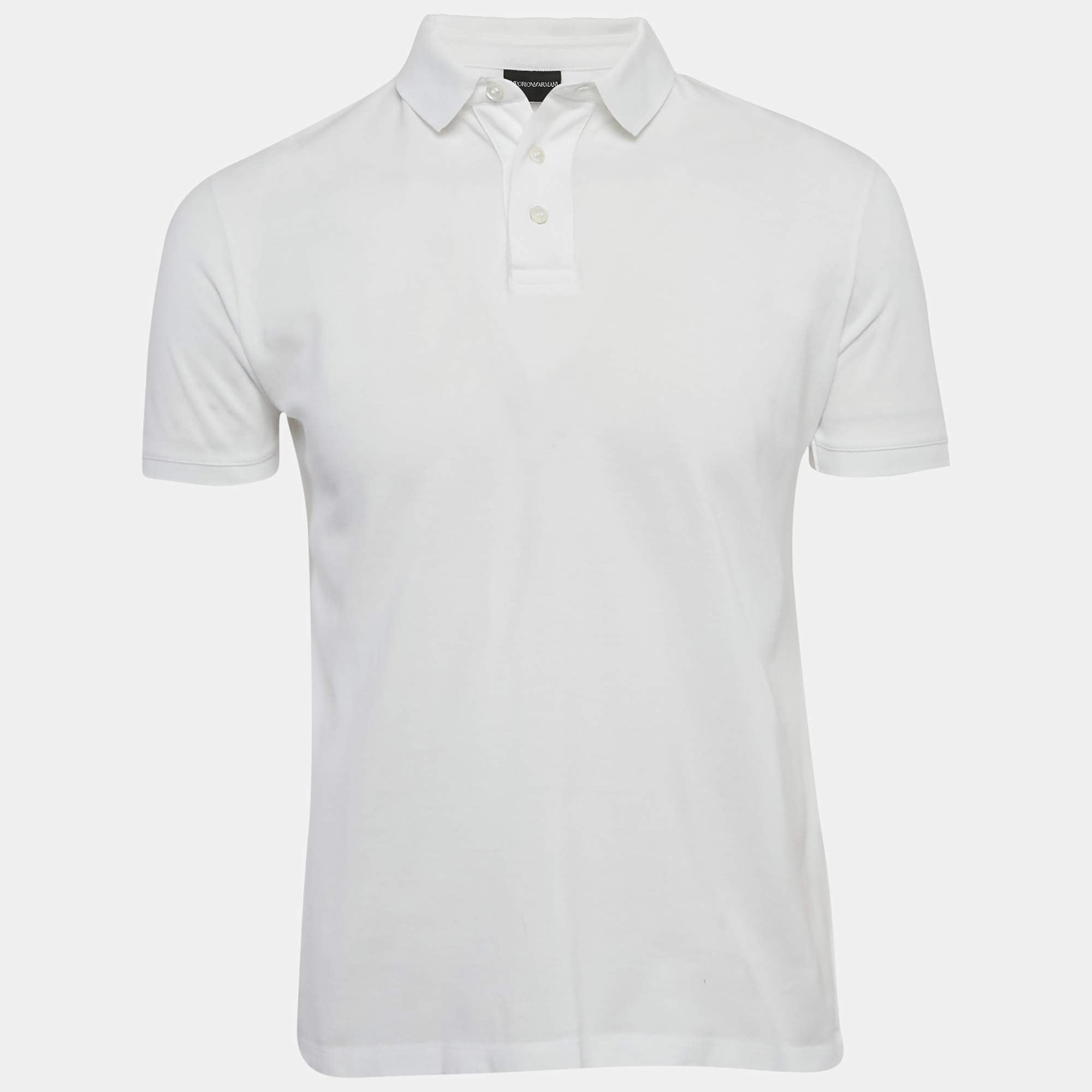 Emporio Armani White Cotton Pique Polo T-Shirt S