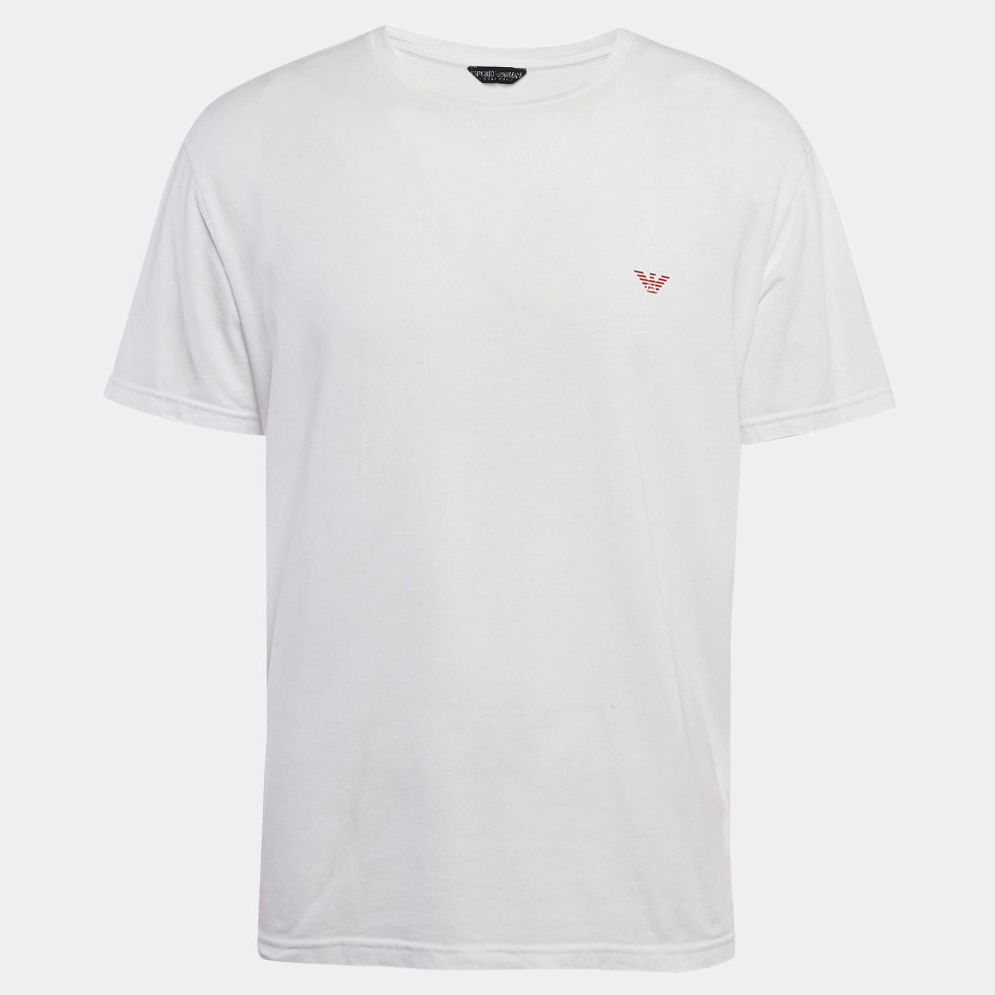 Pre Owned Emporio Armani Underwear White Cotton Jersey T-Shirt XL