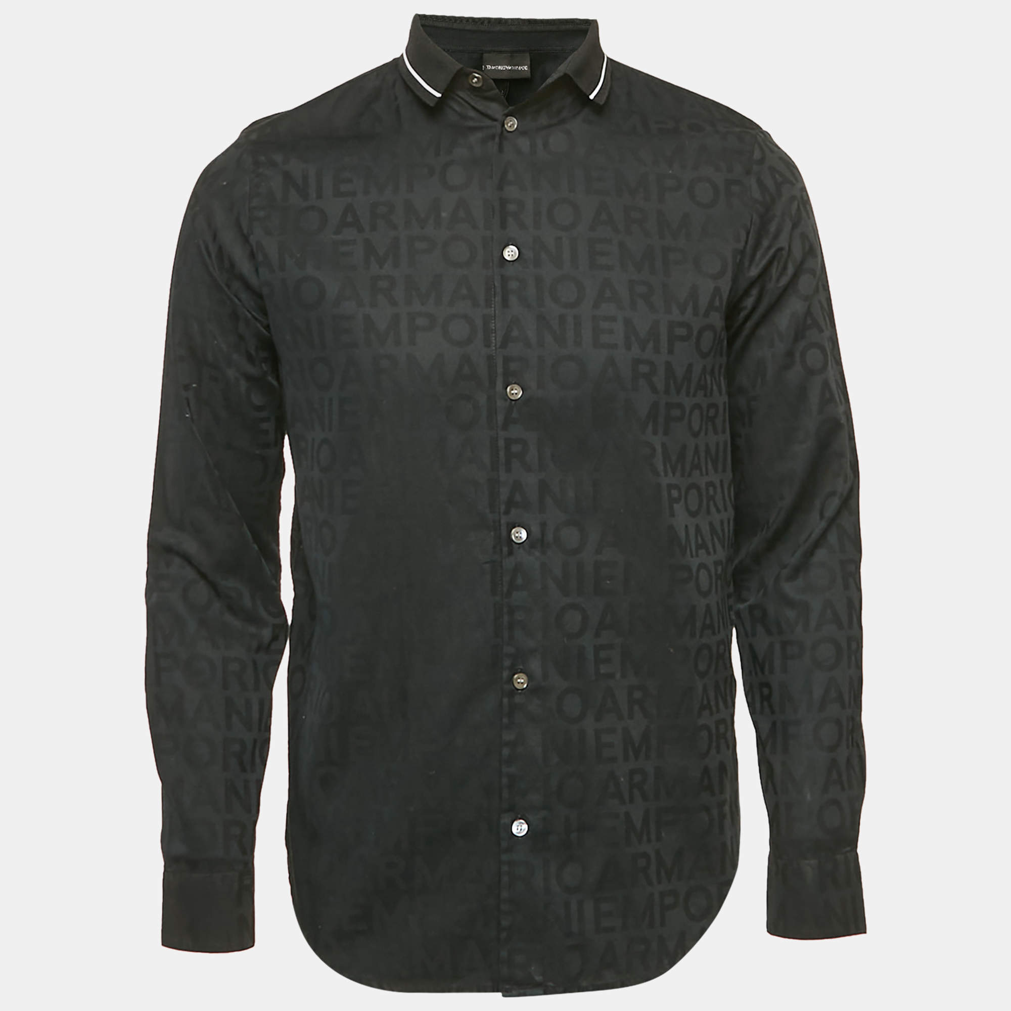 Emporio Armani Black Logo Cotton Regular Fit Shirt L