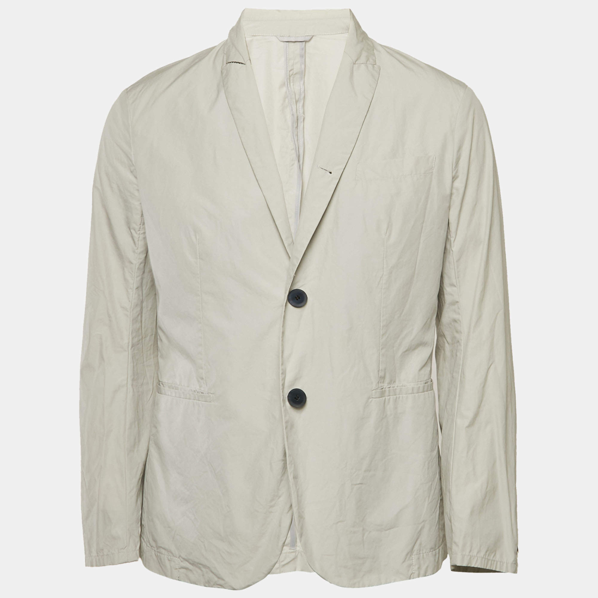 Pre Owned Emporio Armani Light GreyCotton Blazer Sleeve Shirt L