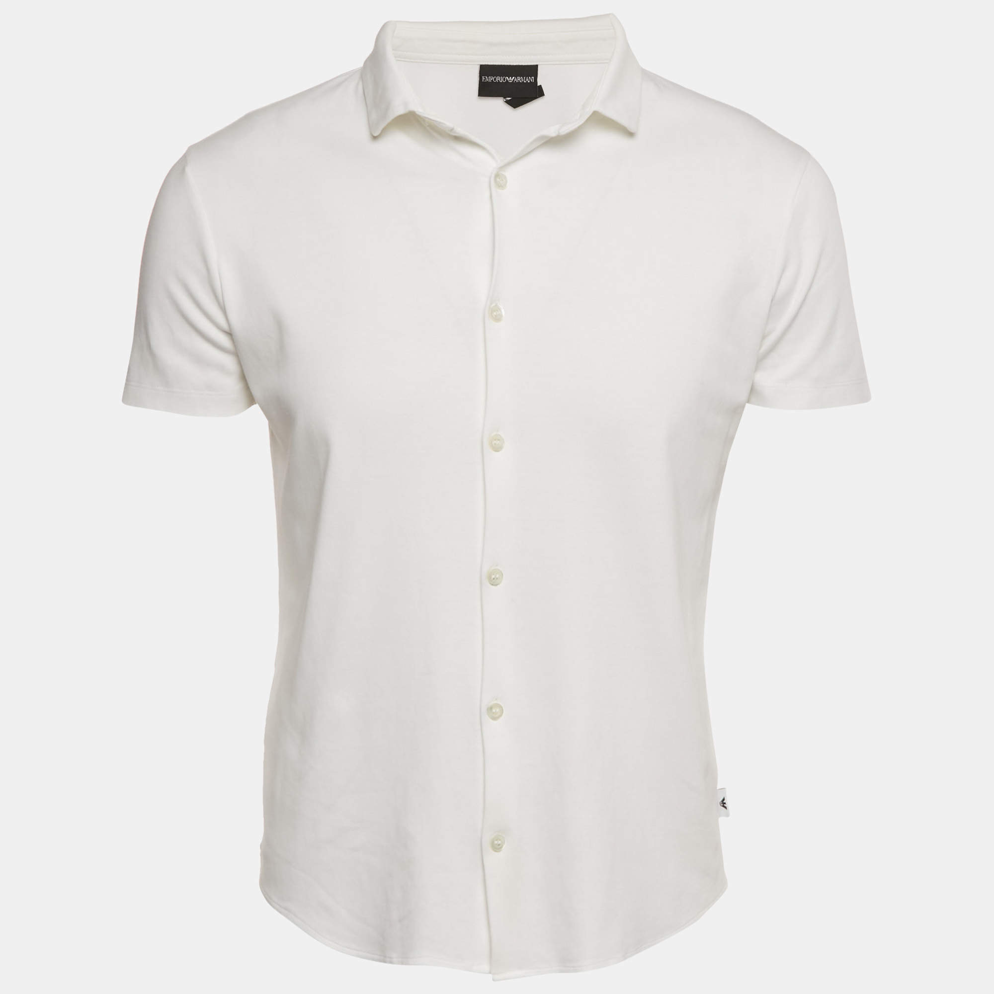 Pre Owned Emporio Armani White Jersey Short Sleeve Shirt S