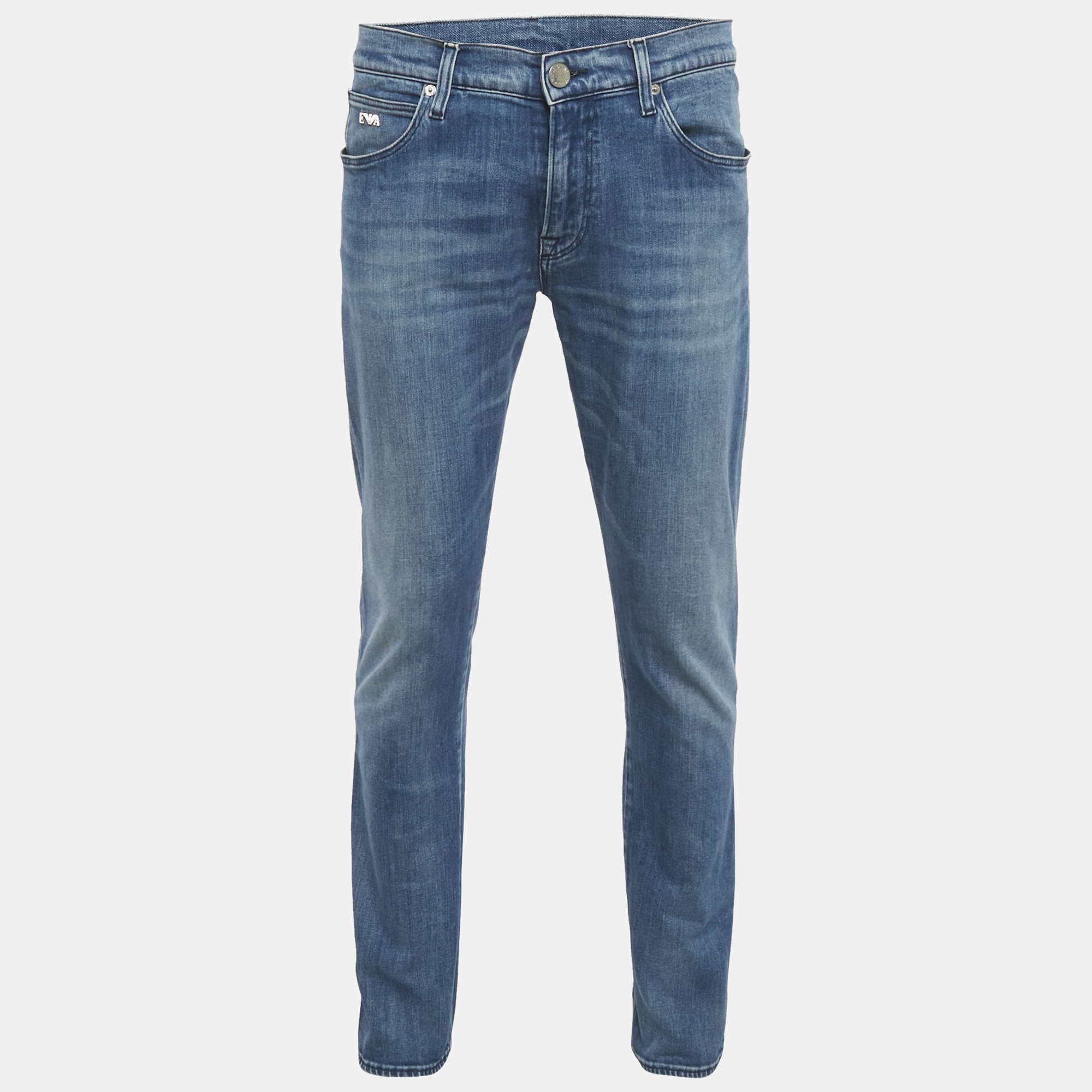 مملوكة مسبقًا Emporio Armani Blue Denim Straight Fit Jeans M Waist 33" 