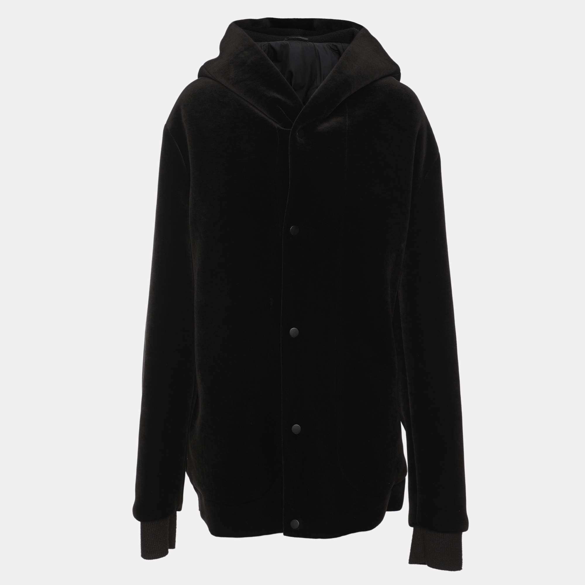 Pre Owned Emporio Armani Black Velvet Hoodie XXXL