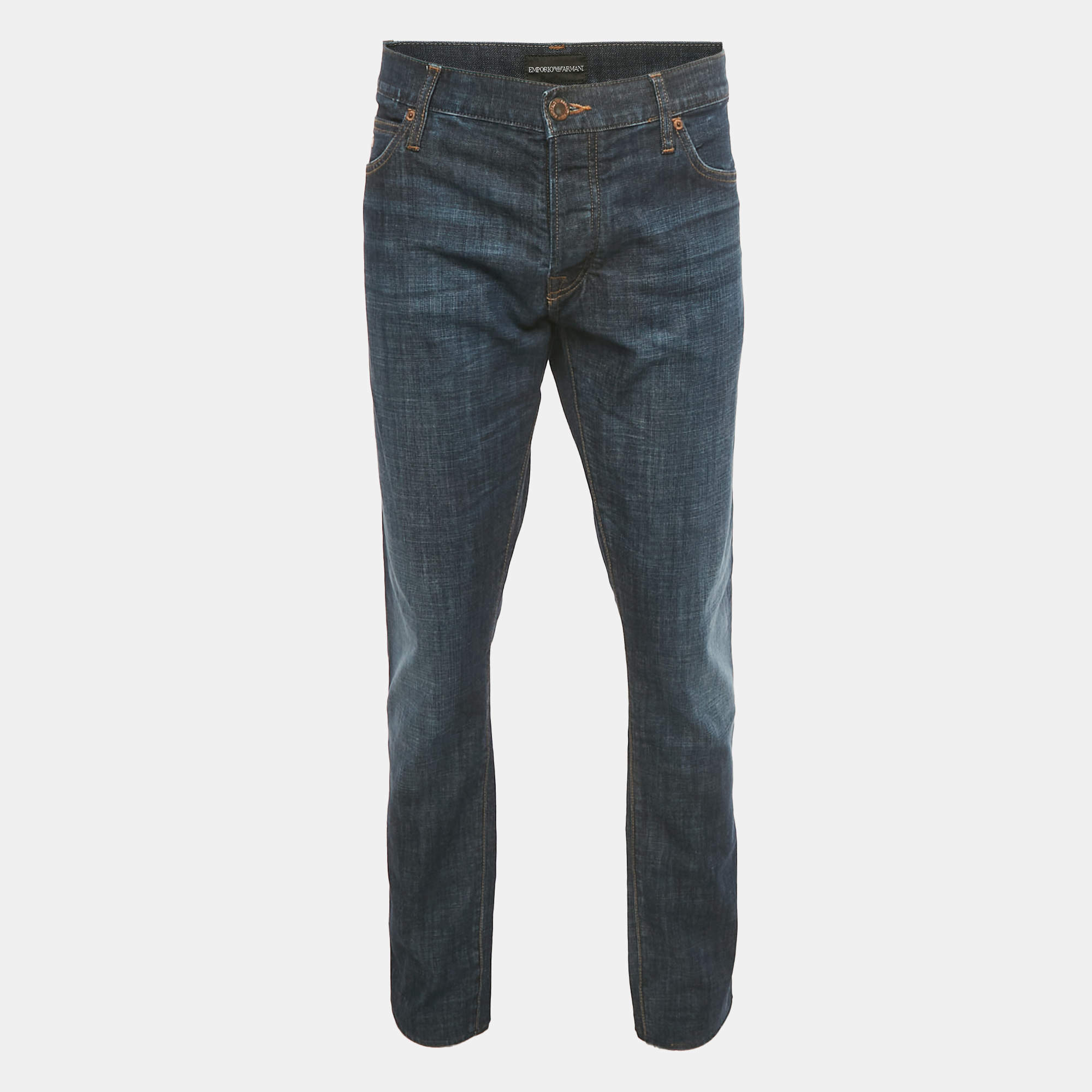 Pre Owned Emporio Armani Dark Blue Denim Regular Fit Jeans XXL Waist 40"