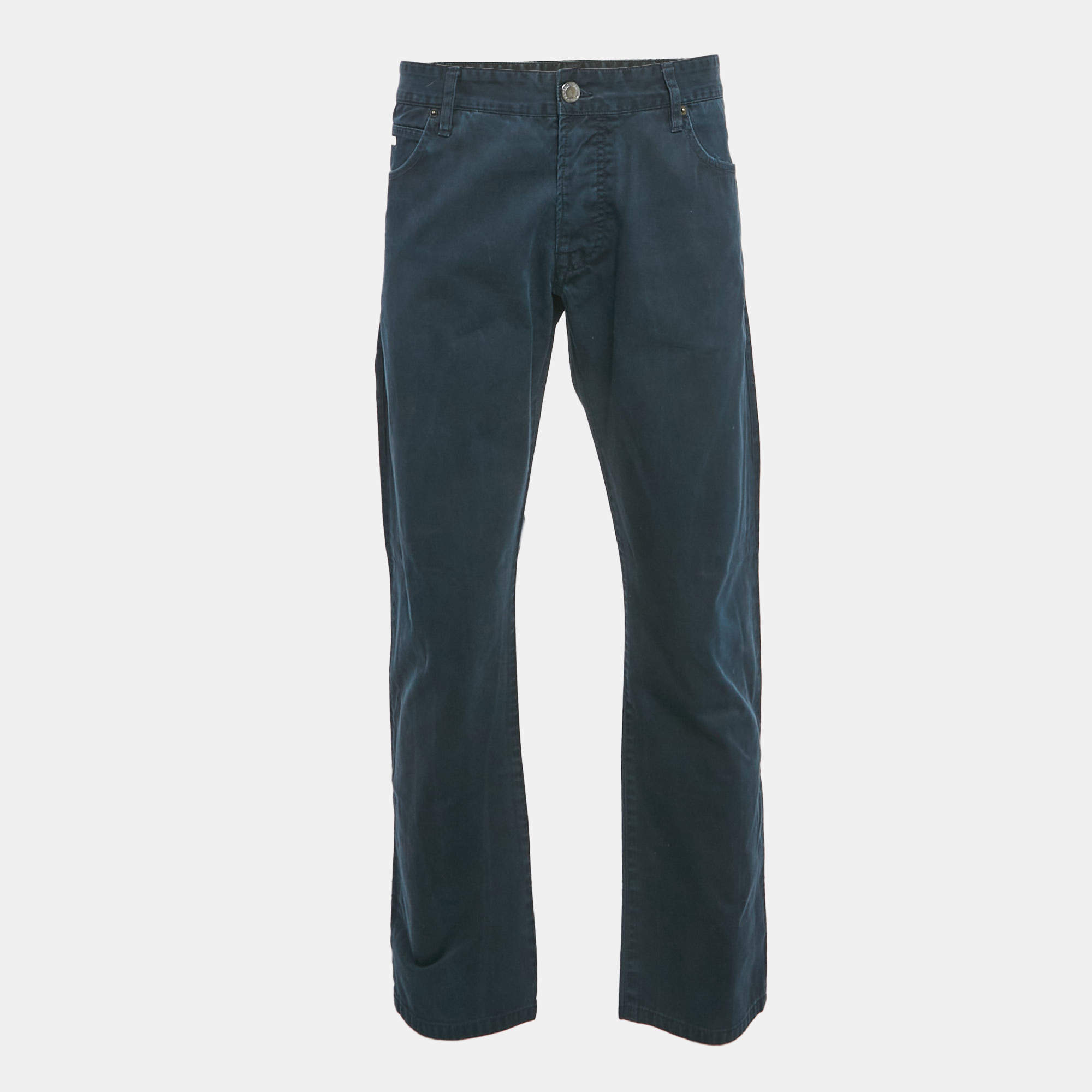 مملوكة مسبقًا بنطلون جينز قطني أزرق امبوريو أرماني مقاس خصر 38 بوصة (مقاس كبير جداً جداً)