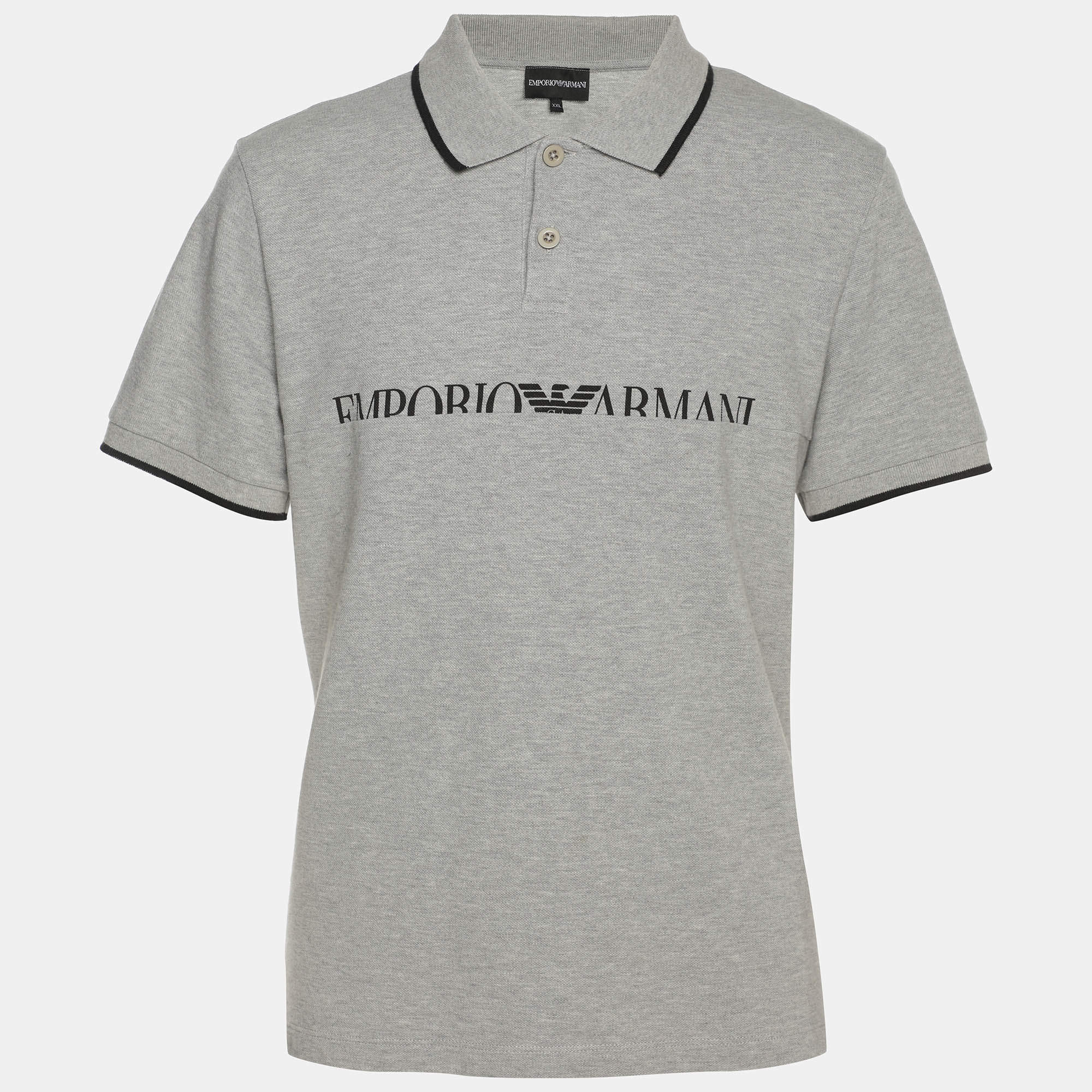 Pre Owned تي شيرت بولو جيرسي رمادي إمبريو أرماني مقاس إكس إكس لارج