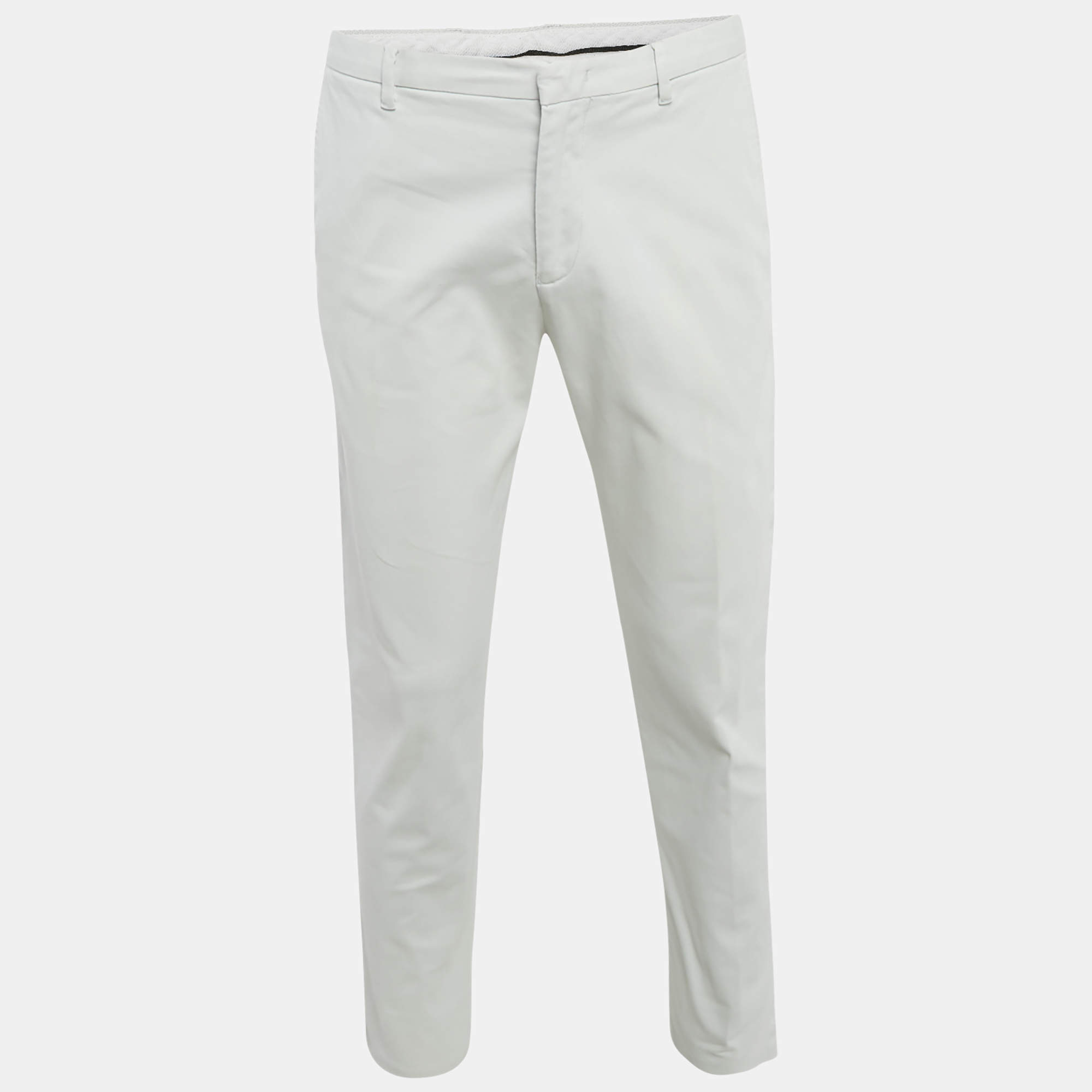 مملوكة مسبقًا Emporio Armani Grey Cotton Drill Trousers M
