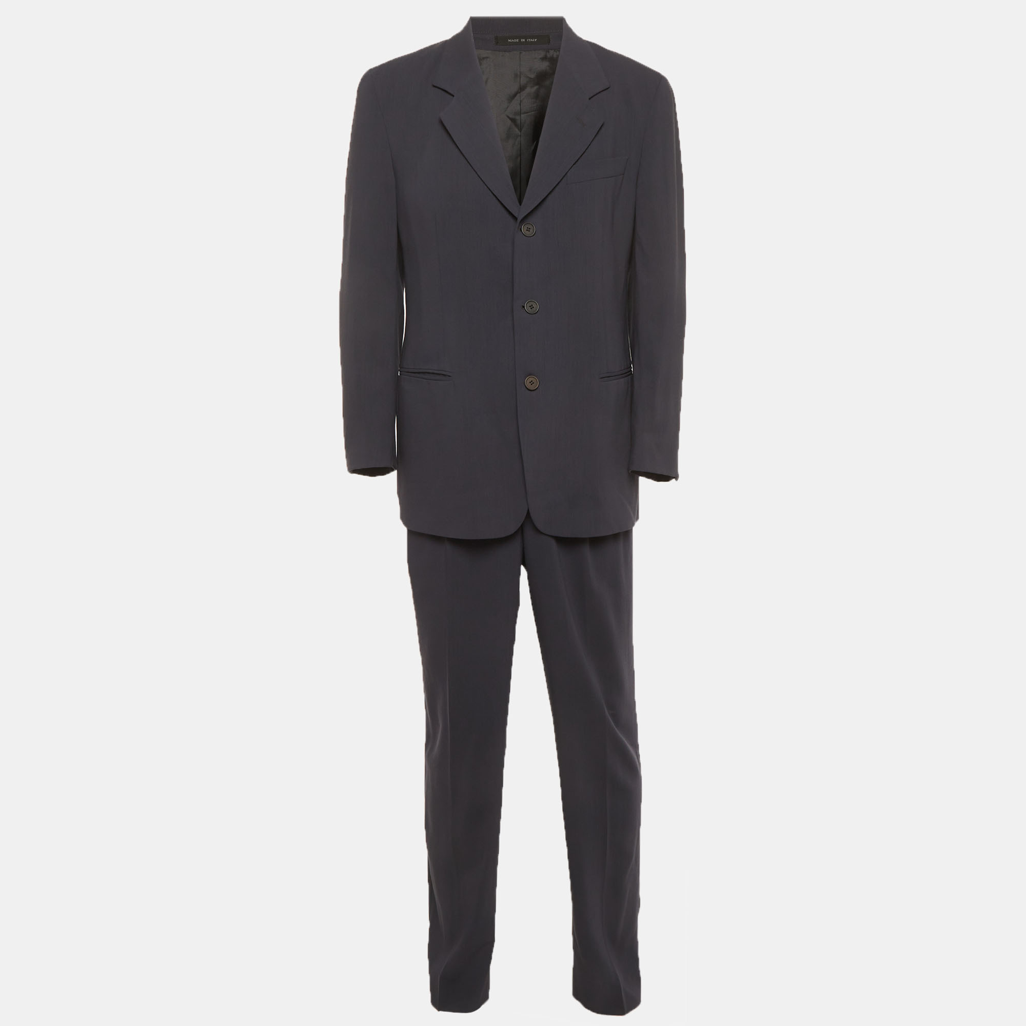 Pre Owned Emporio Armani Grey Wool Regular Fit Suit M
