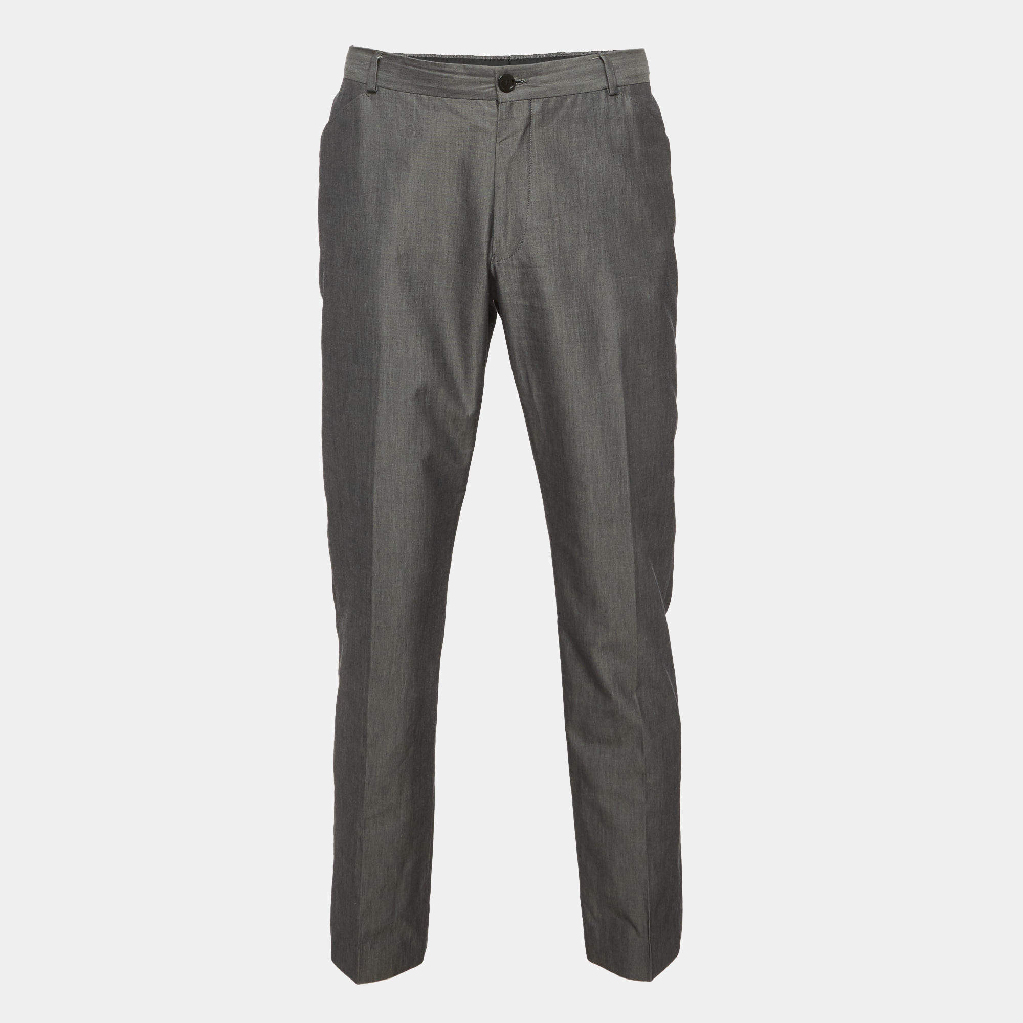 مملوكة مسبقًا Emporio Armani Grey Gabardine Regular Fit Pants XXL