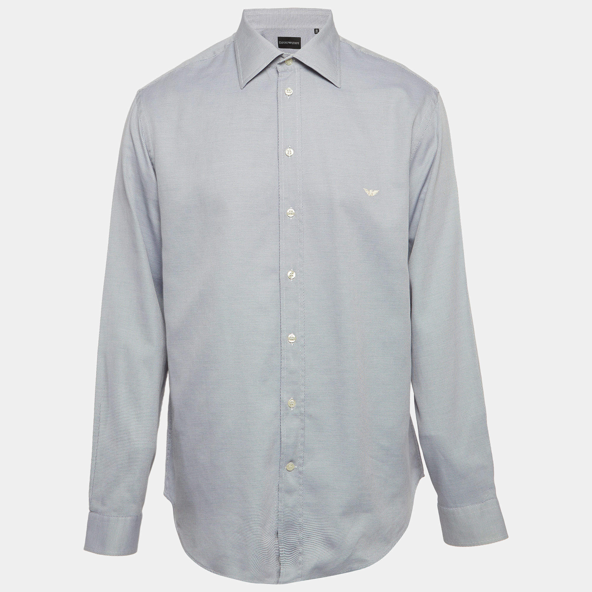 مملوكة مسبقًا Emporio Armani Blue Cotton Long Sleeve Shirt XXXL