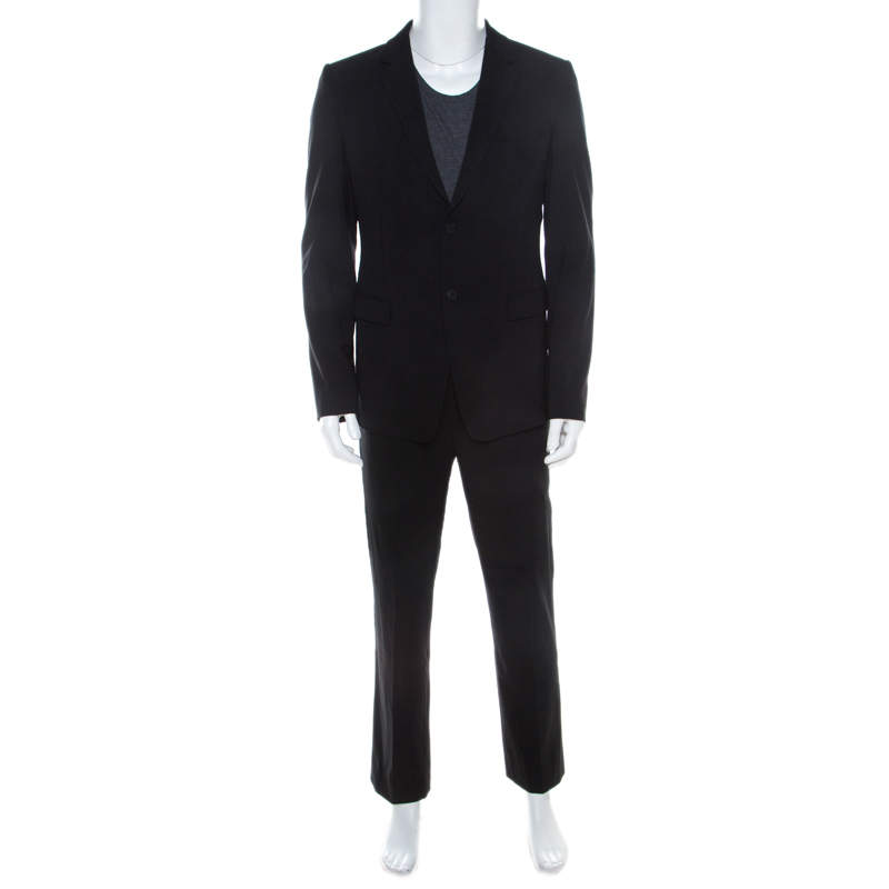 David Line Black Wool Tailored Suit XL 
