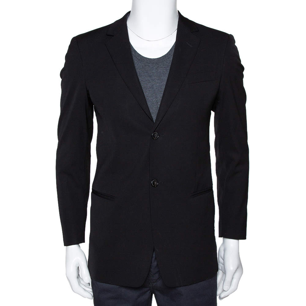 Pre Owned Emporio Armani Black Stretch Wool Sean Line Blazer S