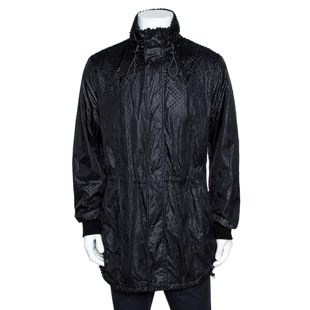 مملوكة مسبقًا Emporio Armani Black Perforated Emile Line Jacket XL