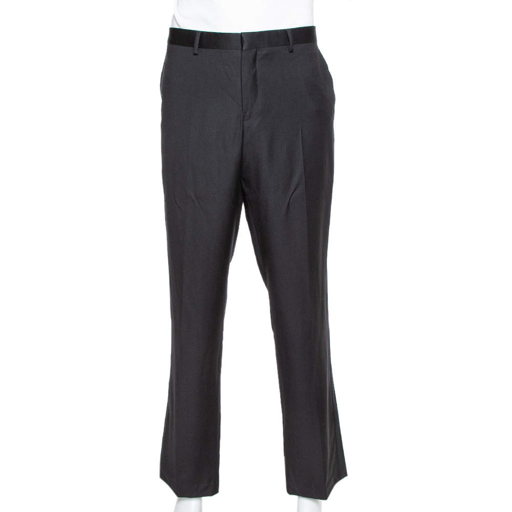 Pre Owned Emporio Armani Black Wool Tailored Trousers 4XL