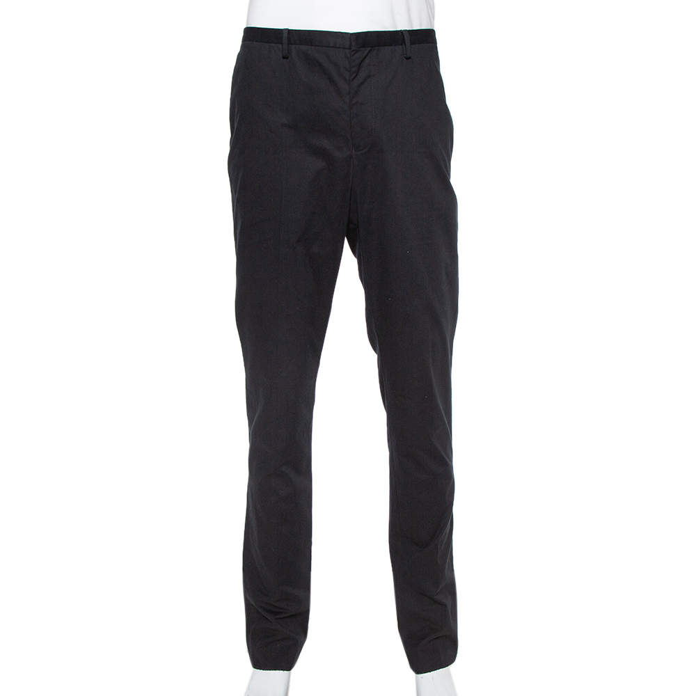 Pre Owned Emporio Armani Black Cotton and Cashmere Tailored Trousers XXXL