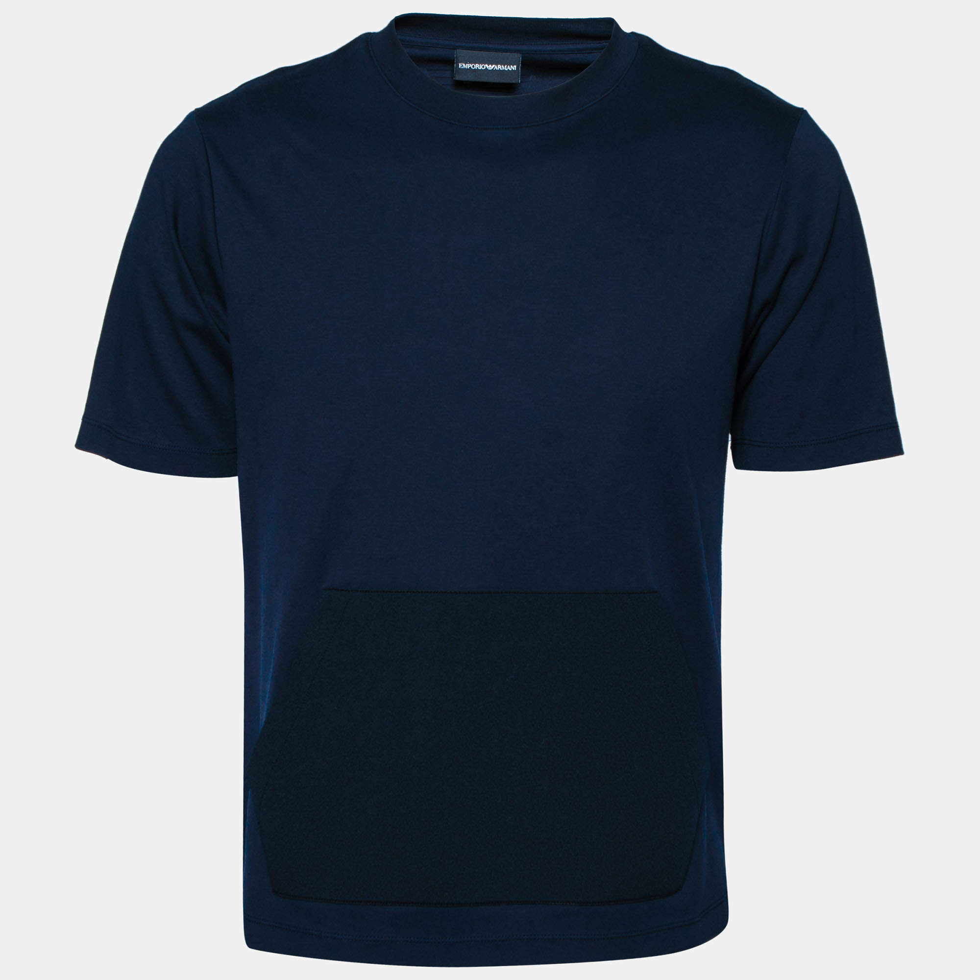 مملوكة مسبقًا Emporio Armani Navy Blue Cotton Crew Neck T-Shirt M