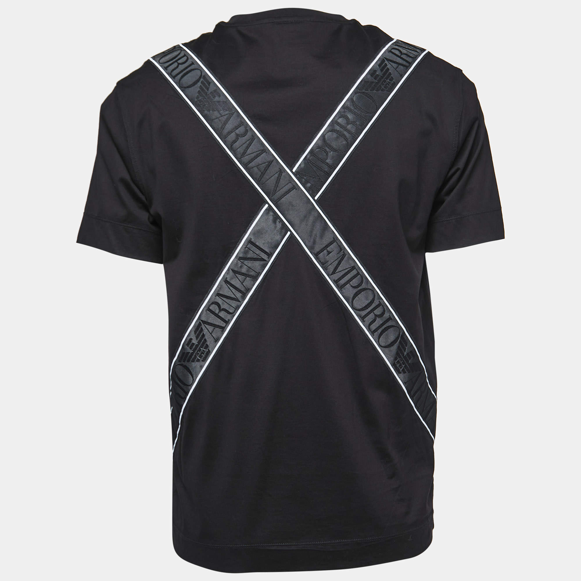 Emporio Armani Black Jersey Logo Band Detail T-Shirt L Emporio Armani | TLC