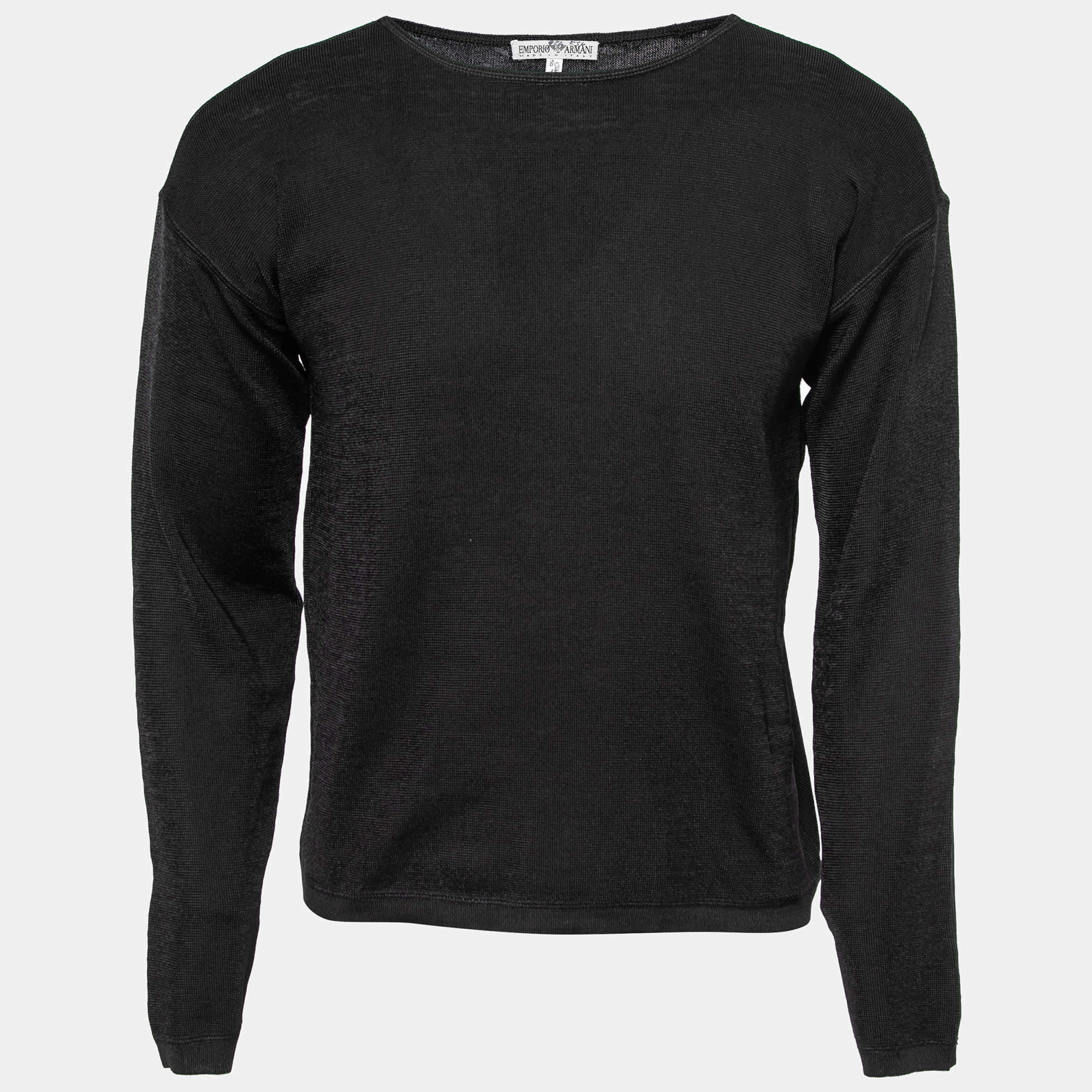 Pre Owned Emporio Armani Black Knit Long Sleeve Jumper L
